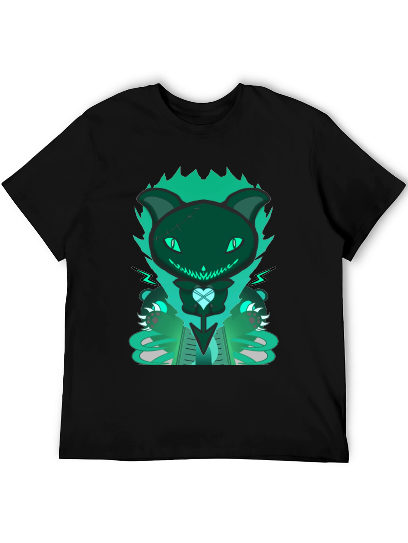 Gothic Cat Tee - Dark & Playful Design