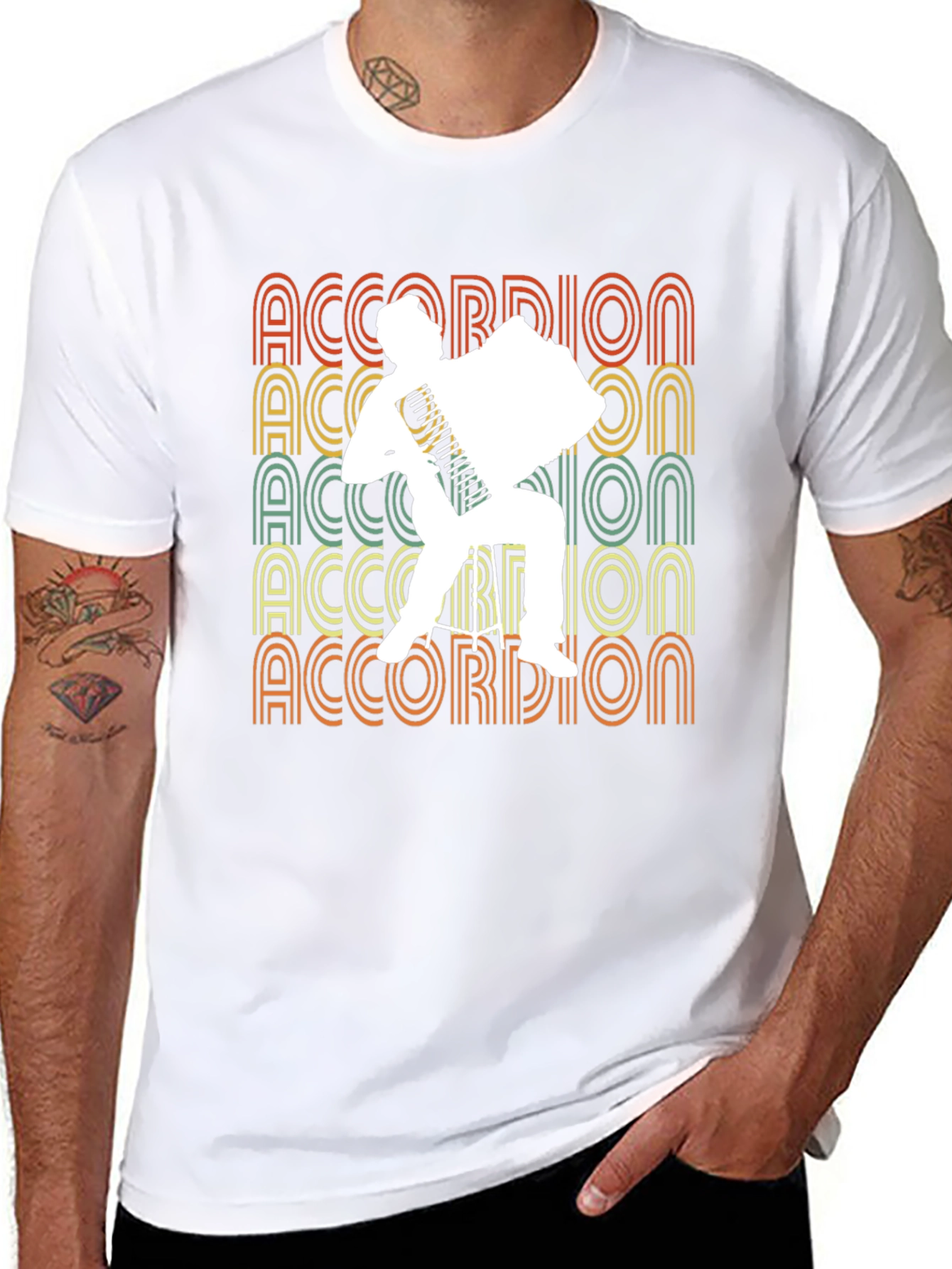Retro Accordion Player T-Shirt