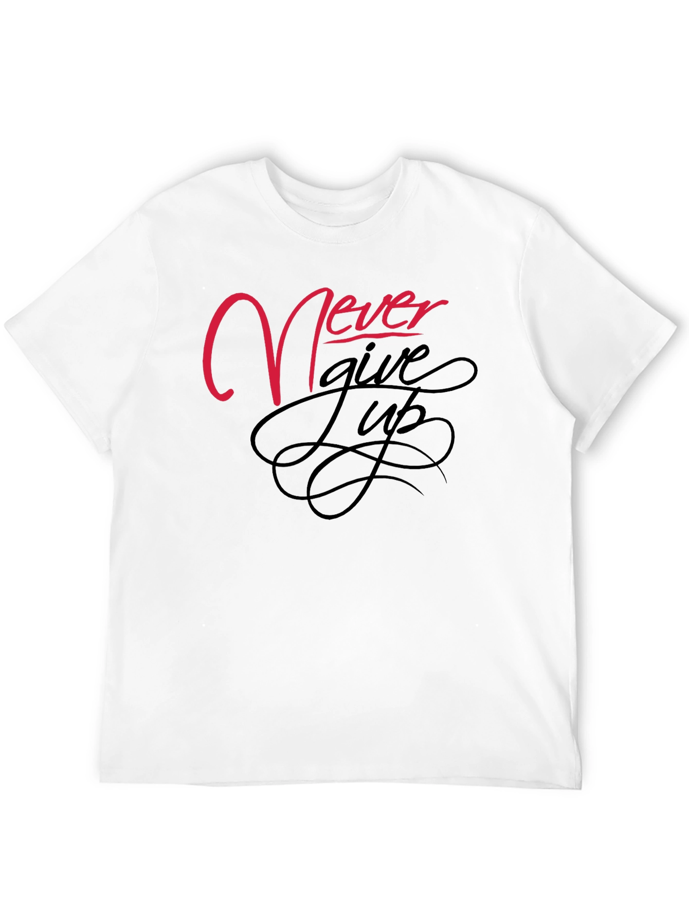Never Give Up Black Graphic Tee