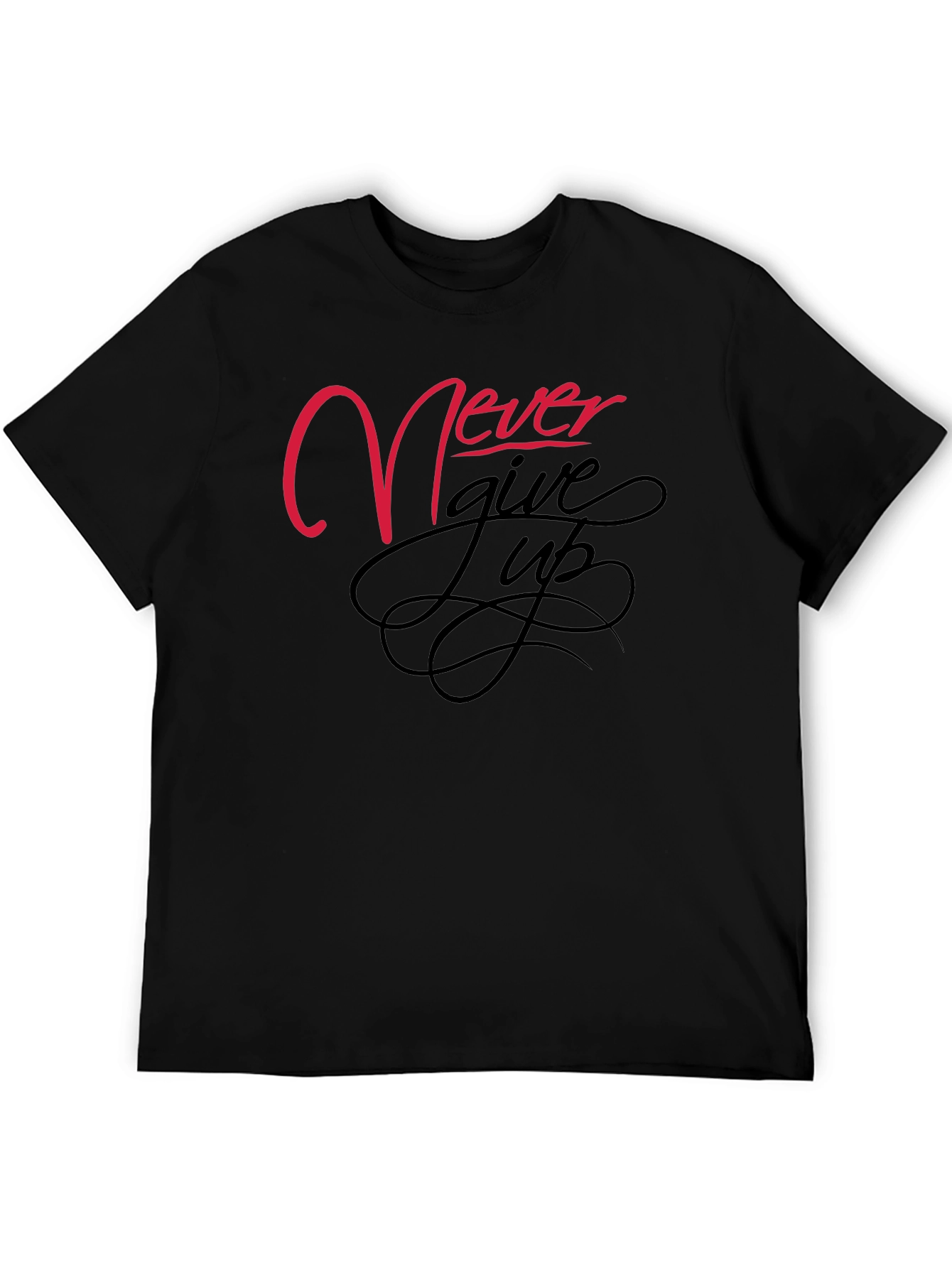 Never Give Up Black Graphic Tee