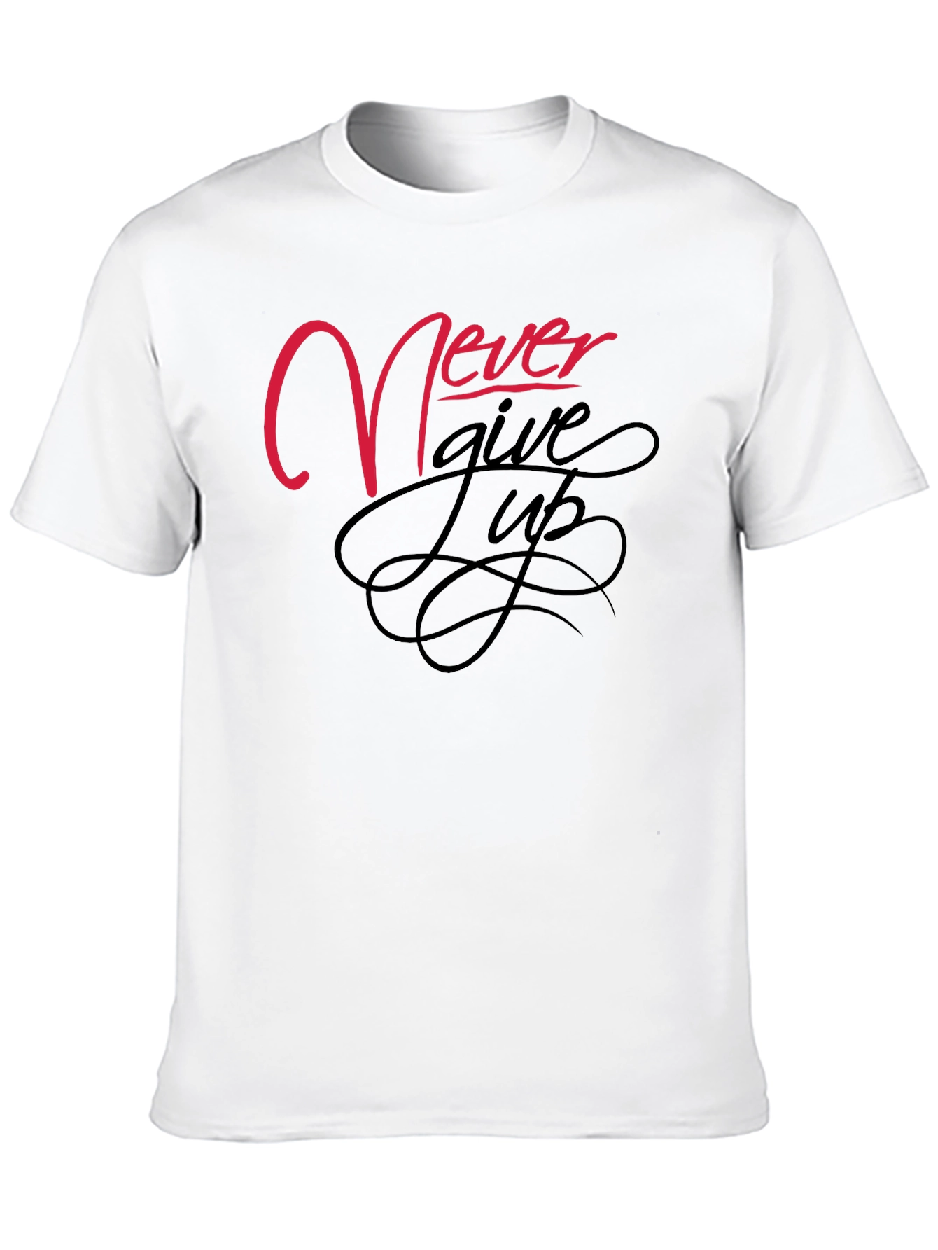 Never Give Up Black Graphic Tee