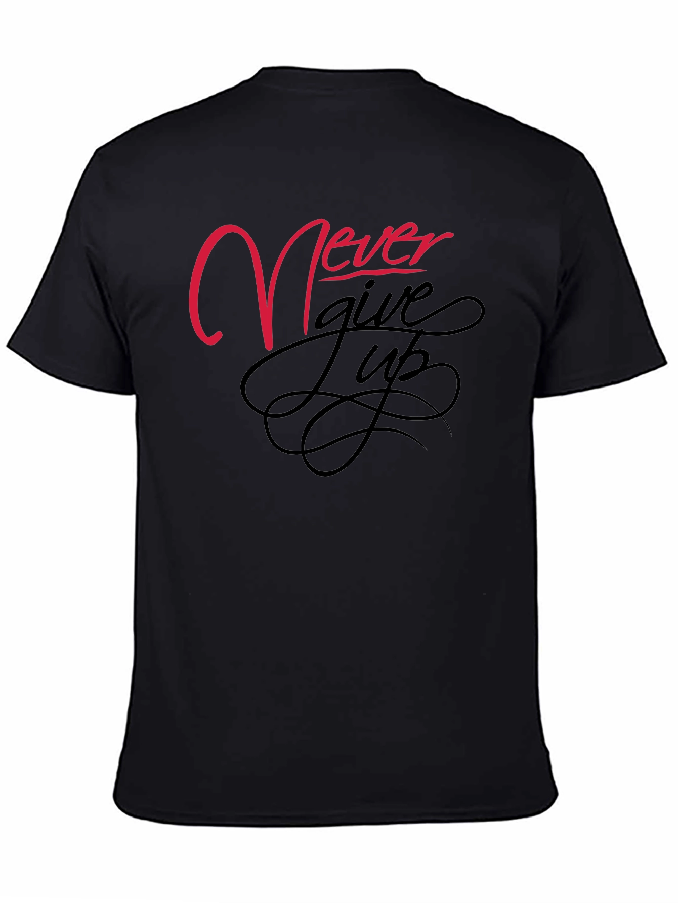 Never Give Up Black Graphic Tee