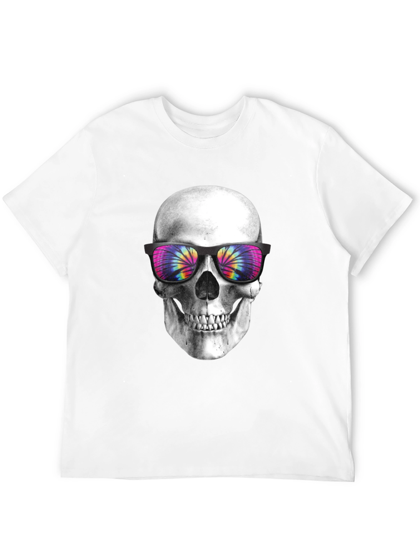 Skull with Tie-Dye Sunglasses Graphic T-Shirt