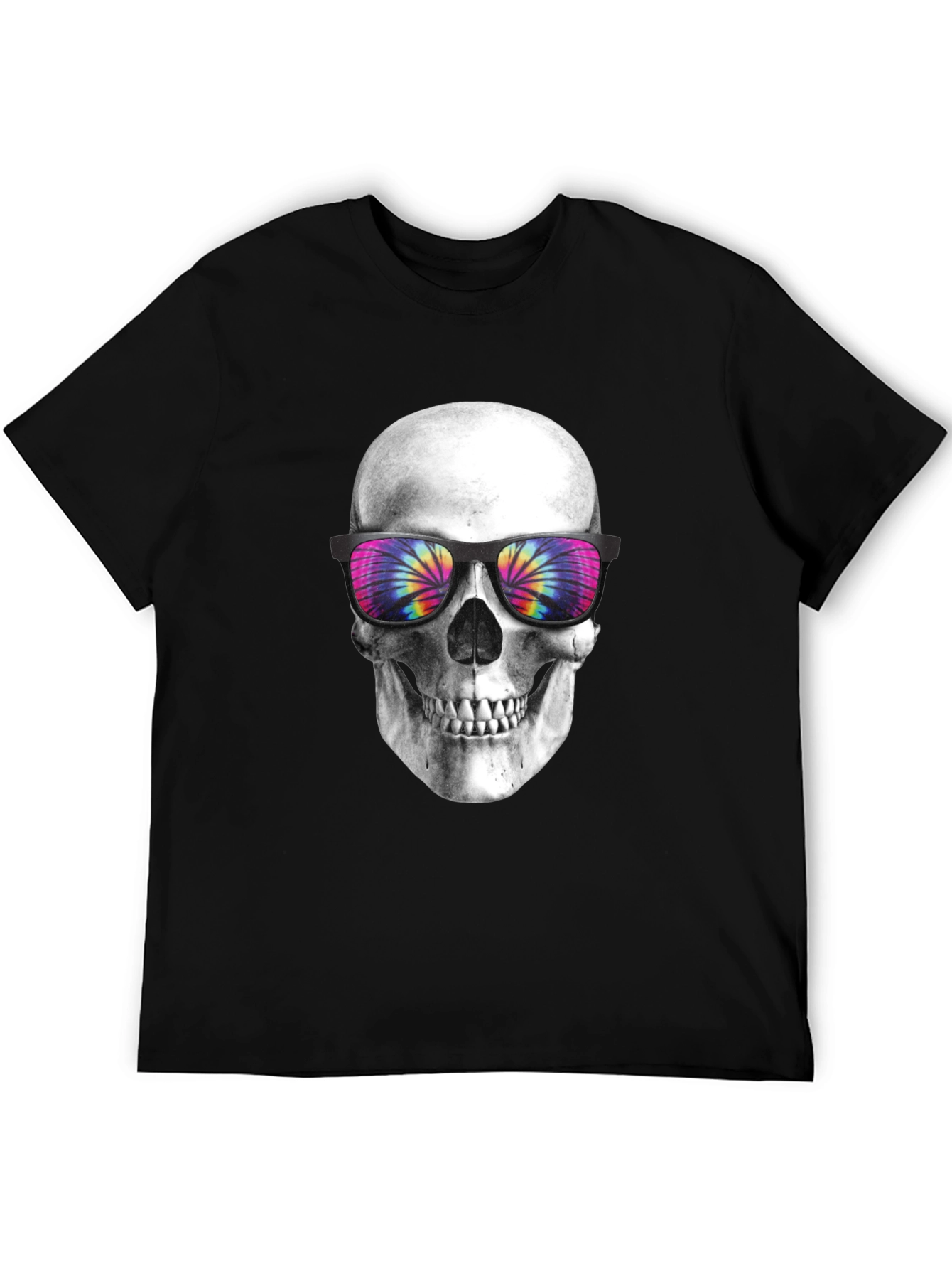 Skull with Tie-Dye Sunglasses Graphic T-Shirt