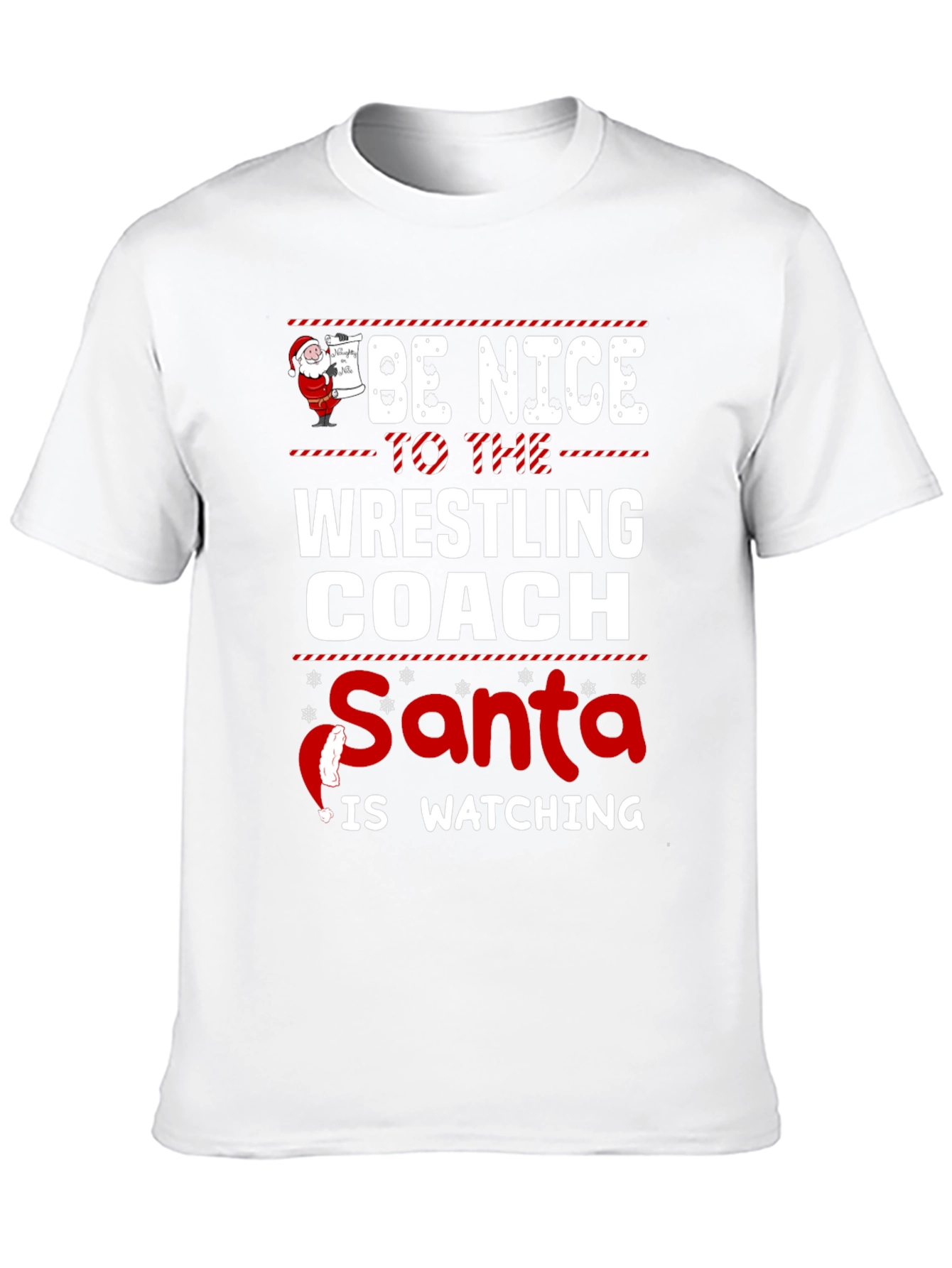 Funny Wrestling Coach Christmas Santa Watching T-Shirt