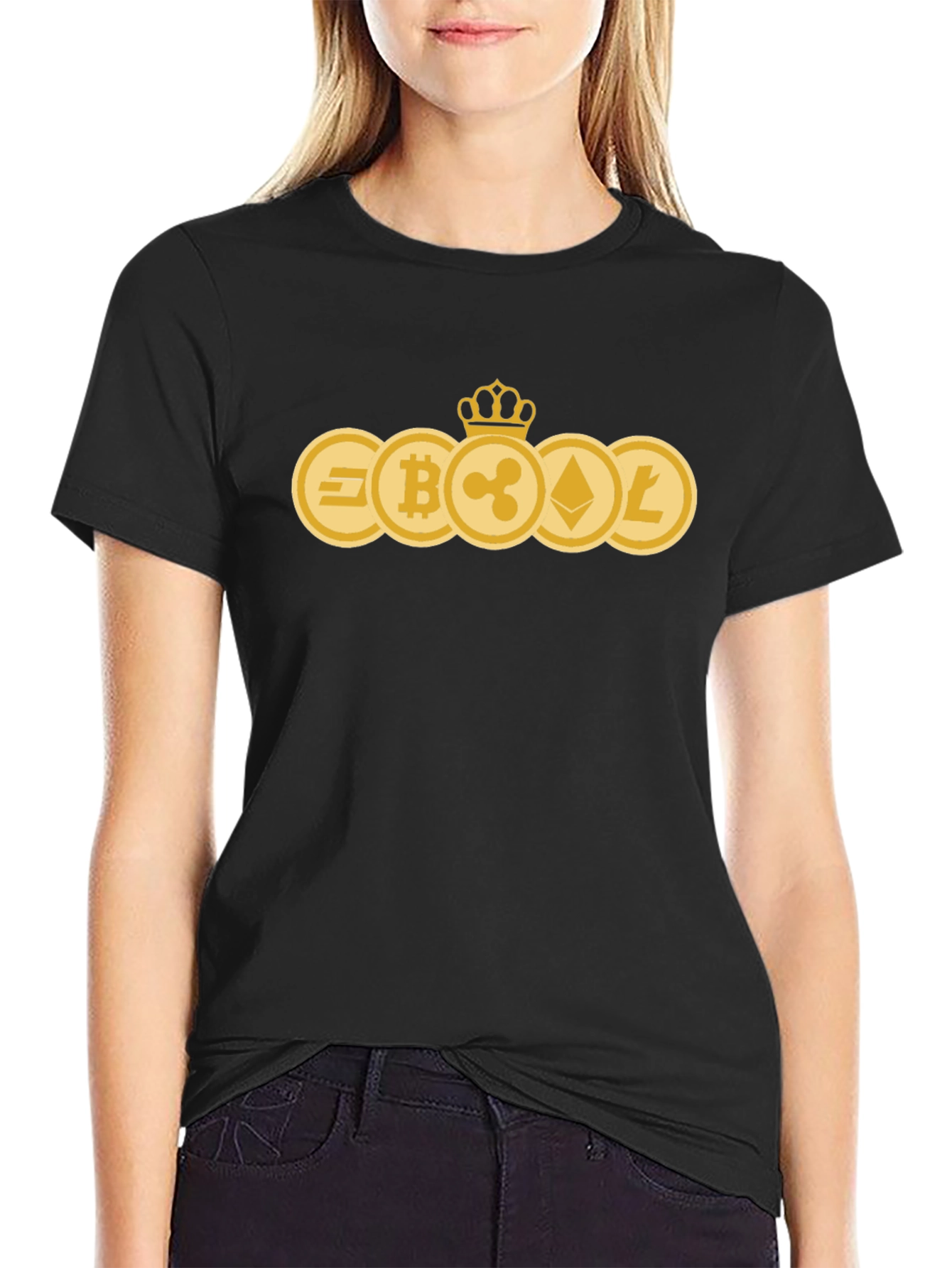 Crypto Coins Tee - Bitcoin Ethereum Litecoin Ripple Dash