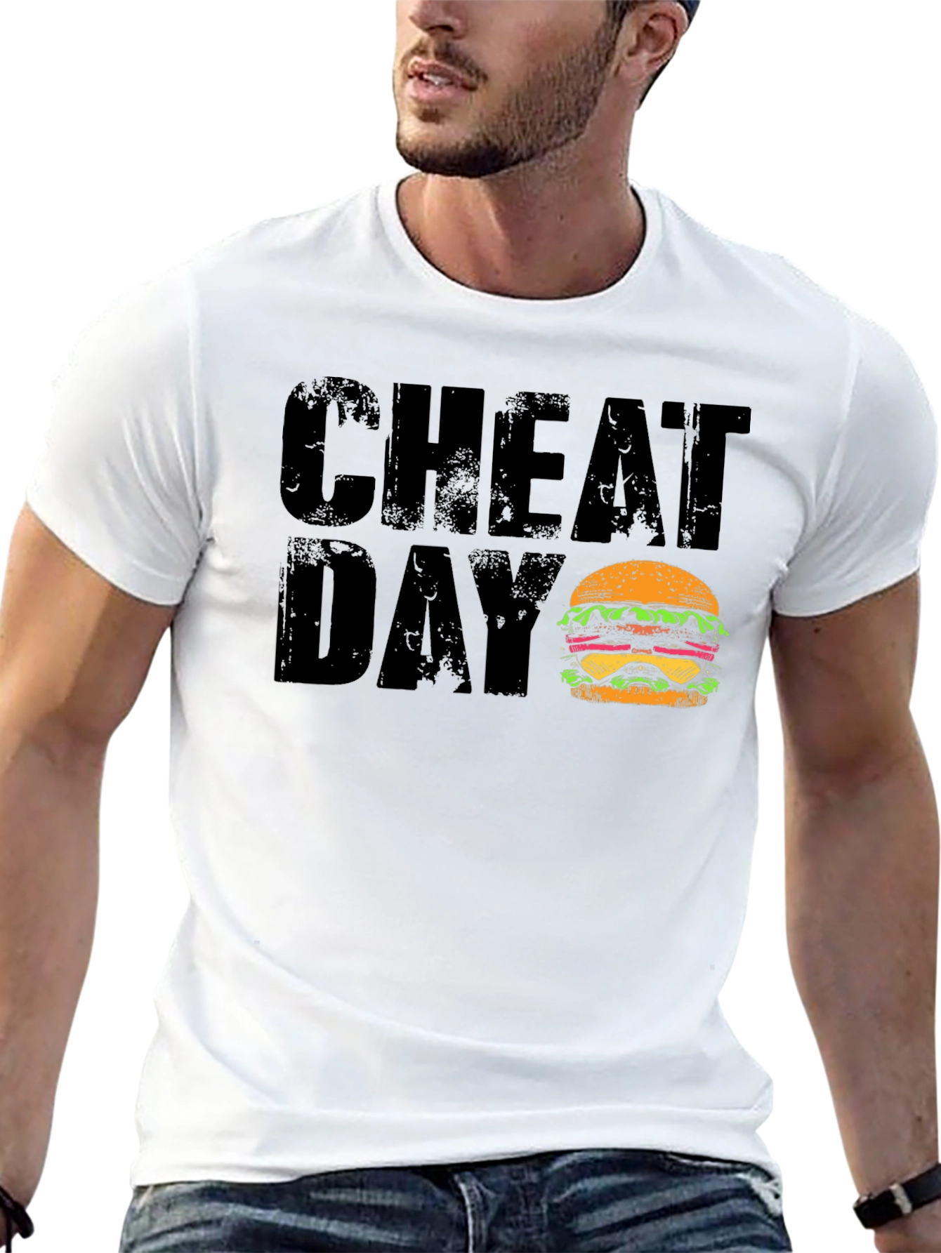 Cheat Day Burger Graphic Black T-Shirt