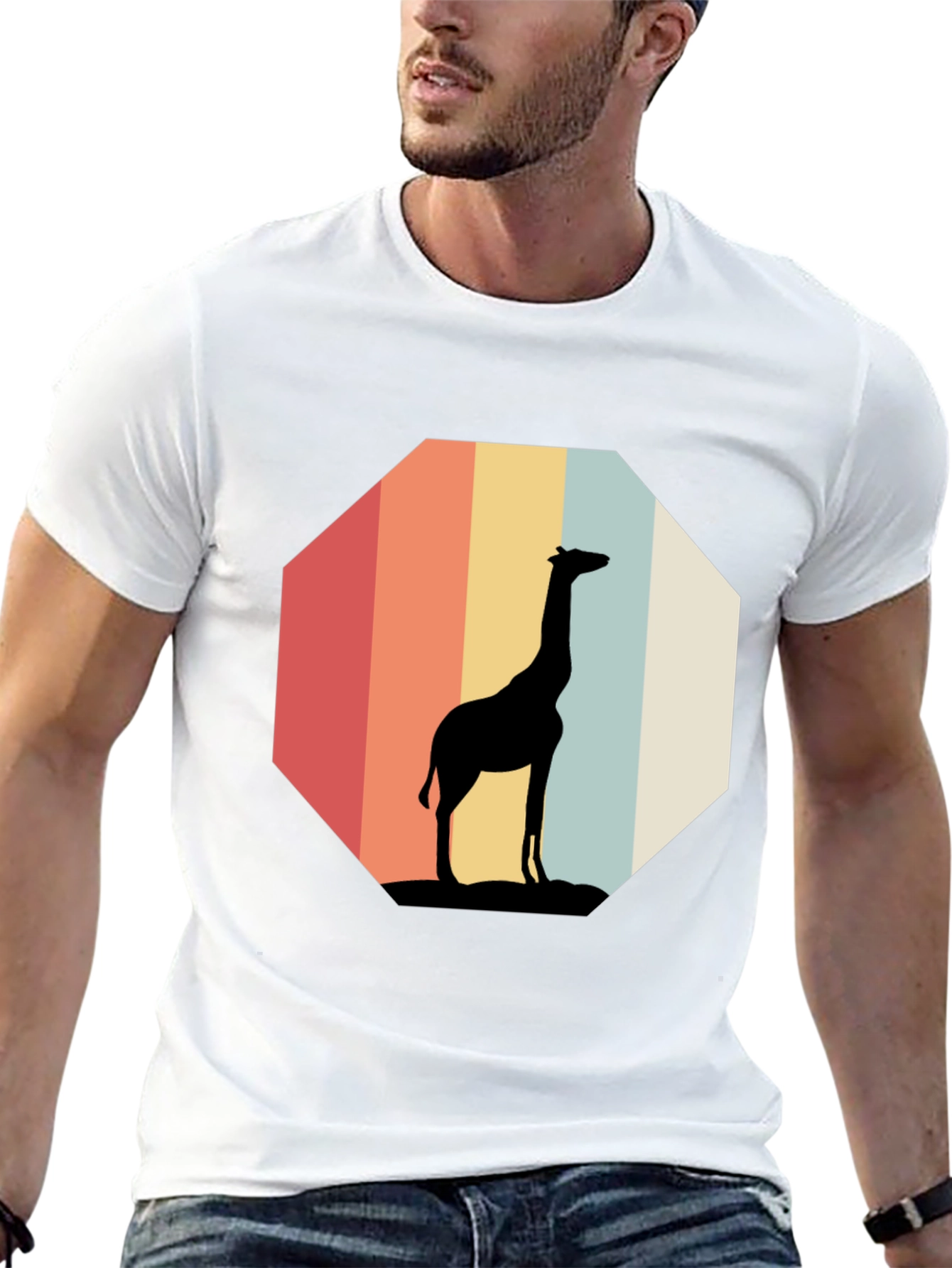 Giraffe Silhouette Retro T-Shirt