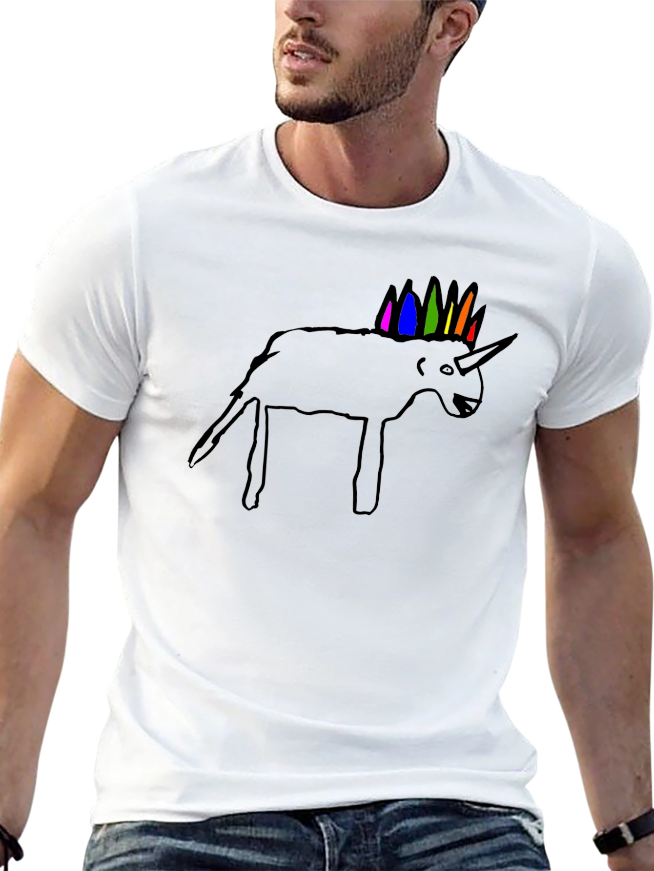 Unicorn Line Art Black T-Shirt
