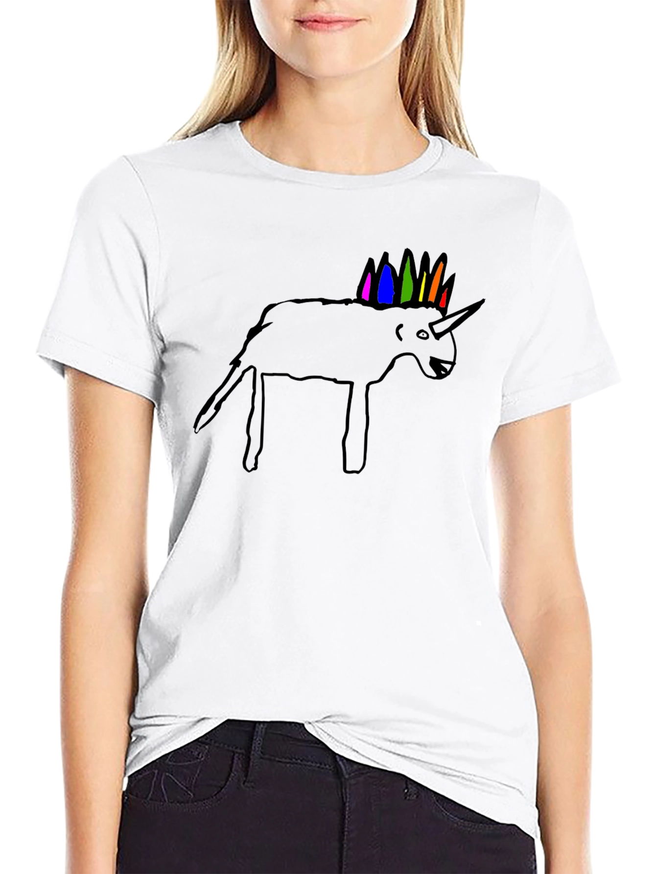 Unicorn Line Art Black T-Shirt