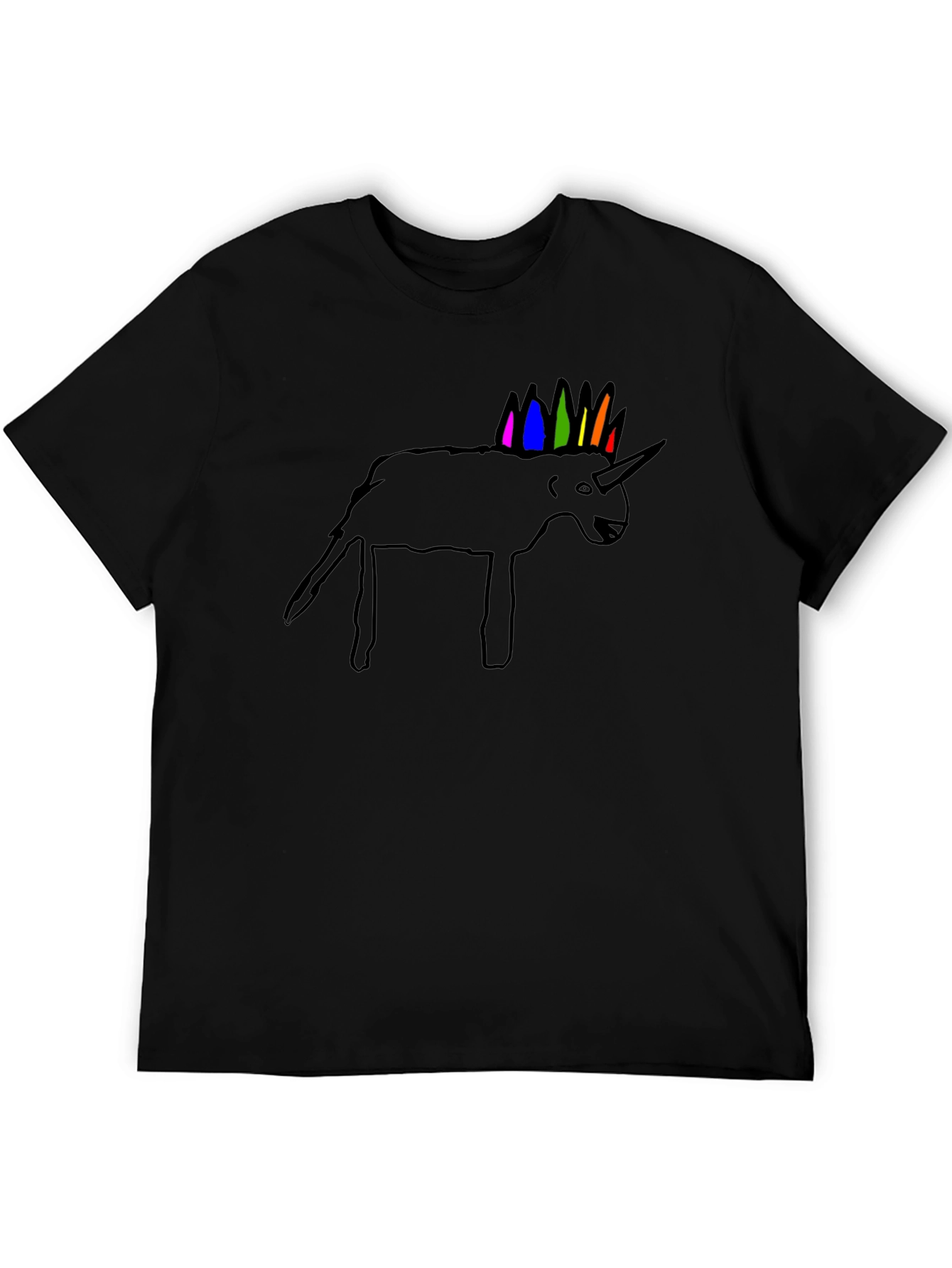 Unicorn Line Art Black T-Shirt