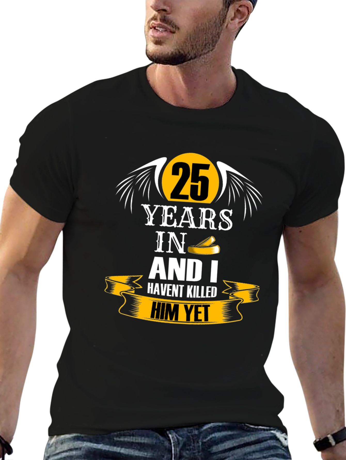 25 Years Anniversary Humor Black T-Shirt