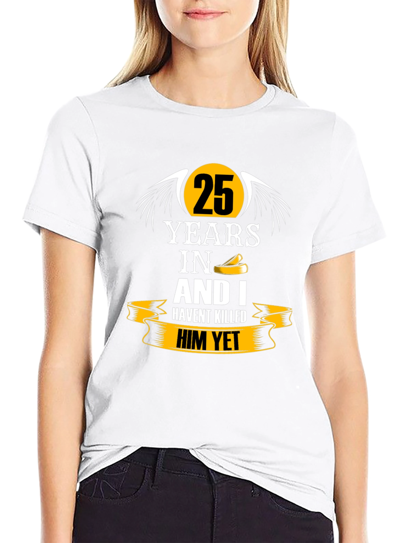 25 Years Anniversary Humor Black T-Shirt
