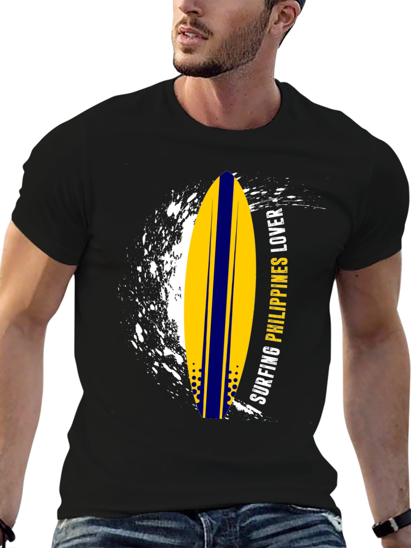 Surfing Philippines Lover Graphic Tee - Black
