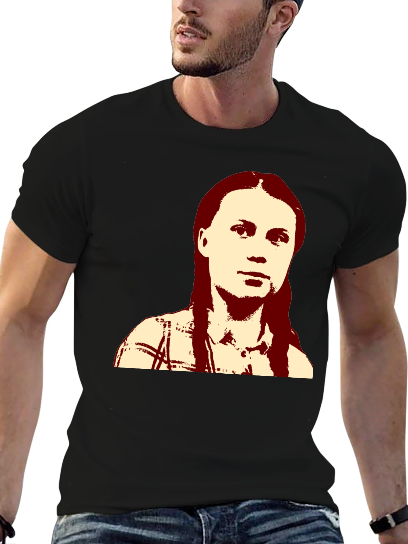 Greta Thunberg Portrait Black T-Shirt