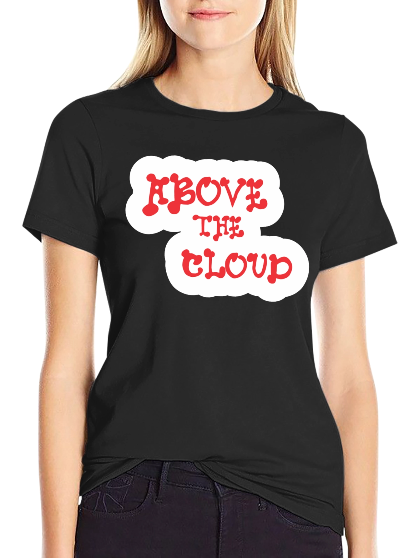 Above The Cloud Graphic Print Black T-Shirt