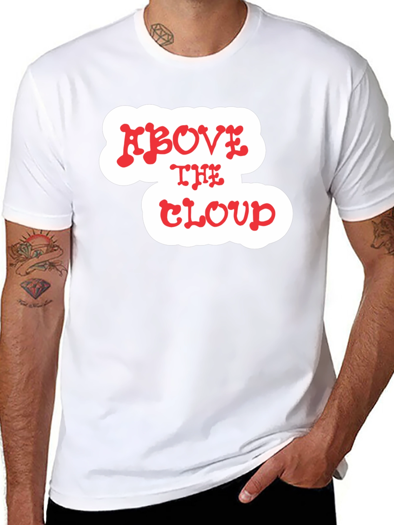 Above The Cloud Graphic Print Black T-Shirt