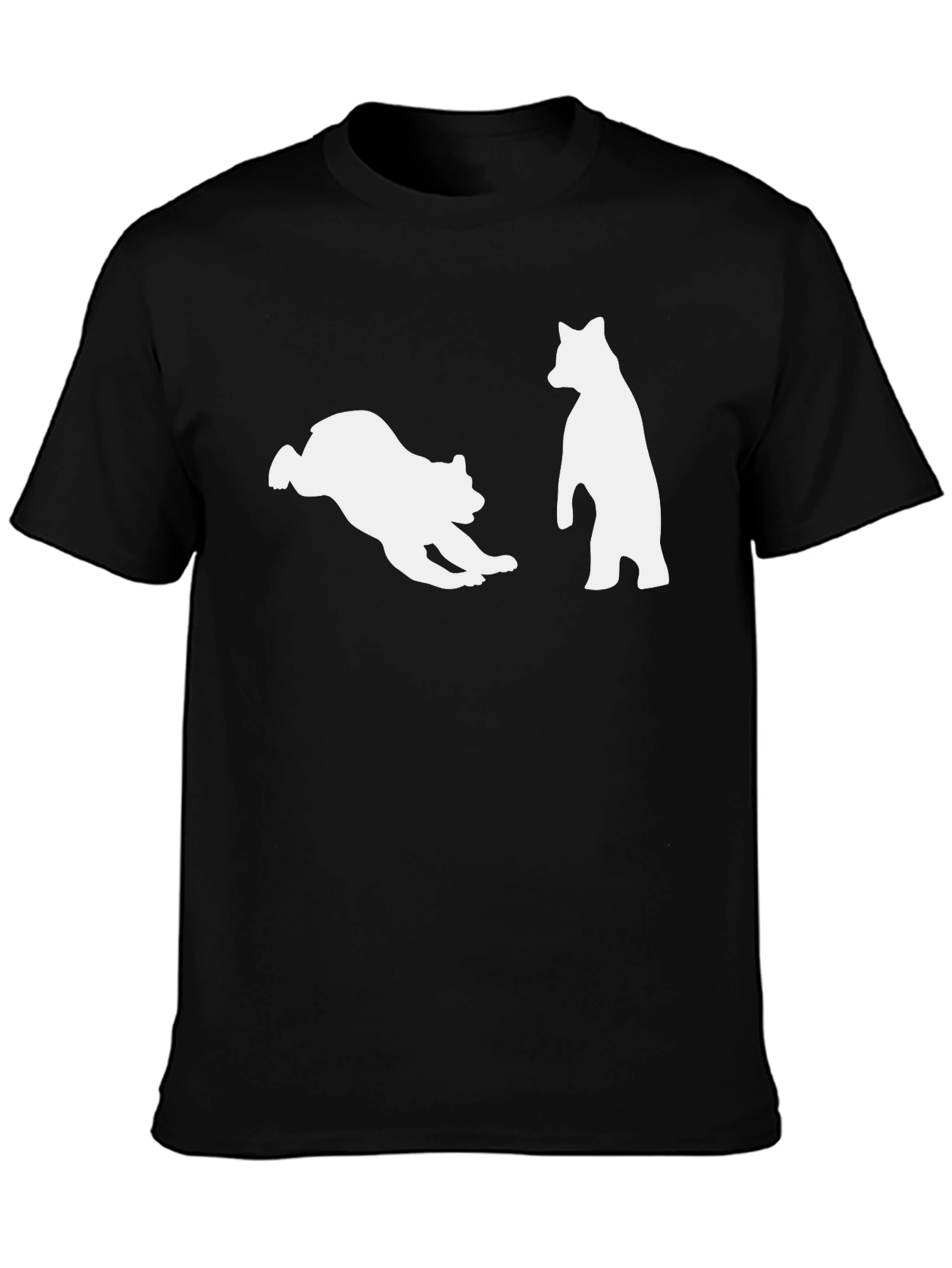 Playful Bear Graphic Tee - Black Cotton Comfort
