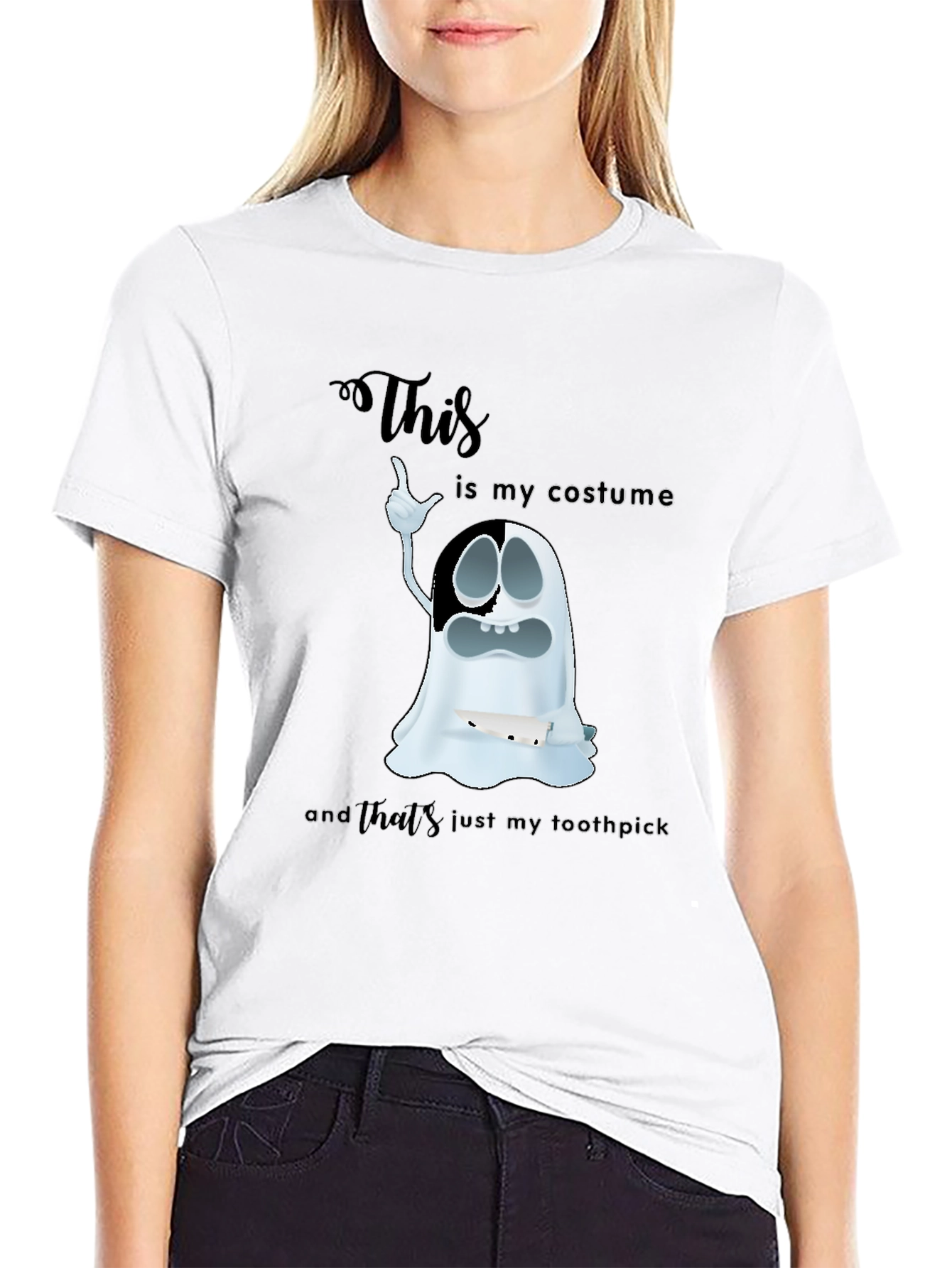 Humorous Ghost Costume Graphic T-Shirt