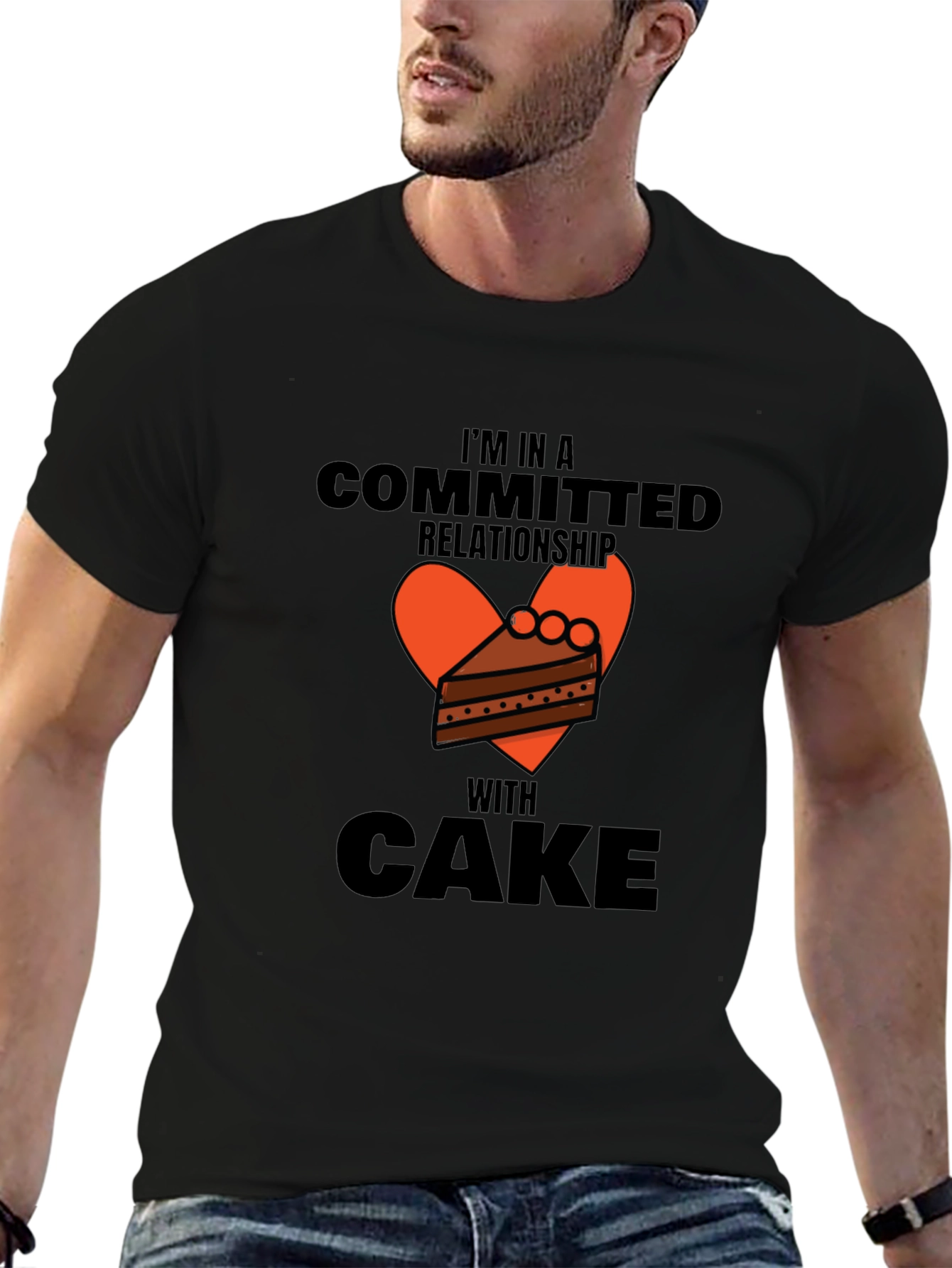 Committed to Cake Graphic Tee - Novelty T-Shirt