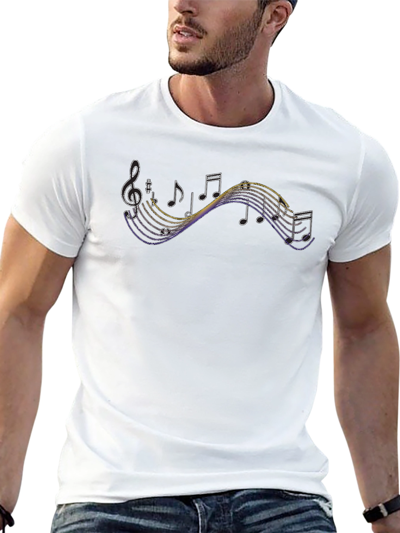 Music Note Graphic Black T-Shirt
