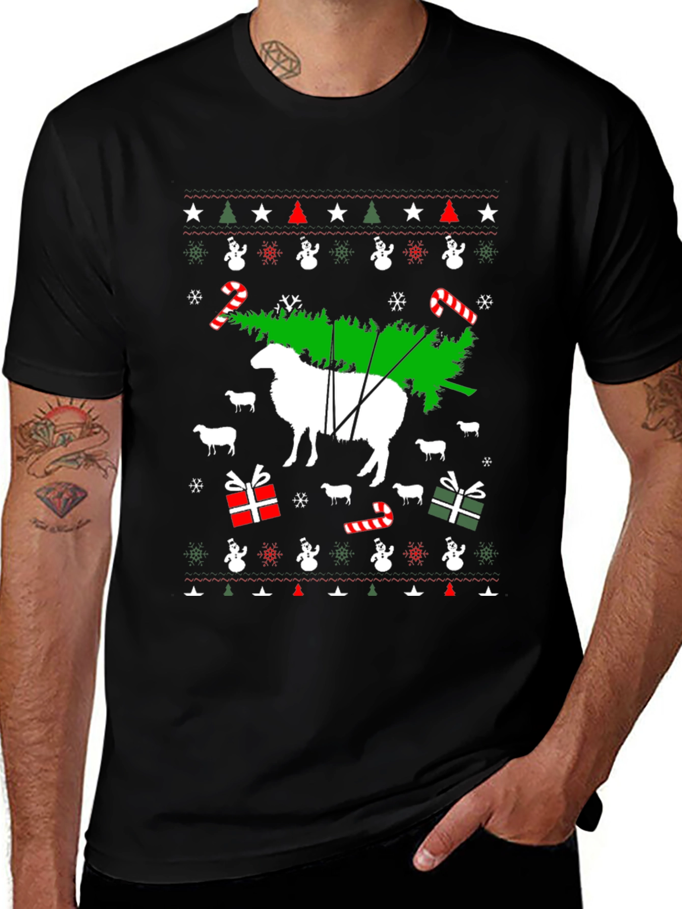 Festive Sheep Christmas Tree T-Shirt