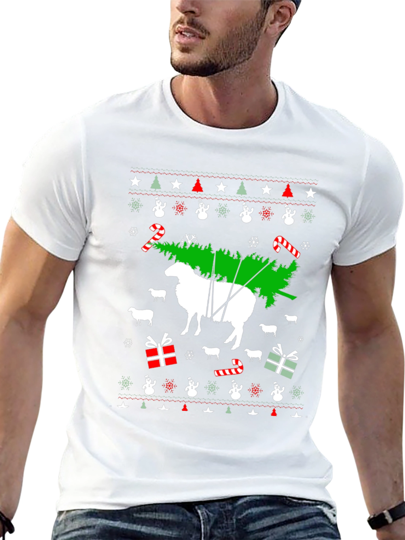 Festive Sheep Christmas Tree T-Shirt