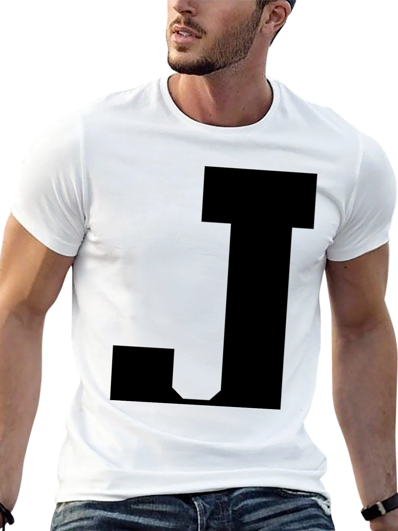 Bold Black Tee with J Design