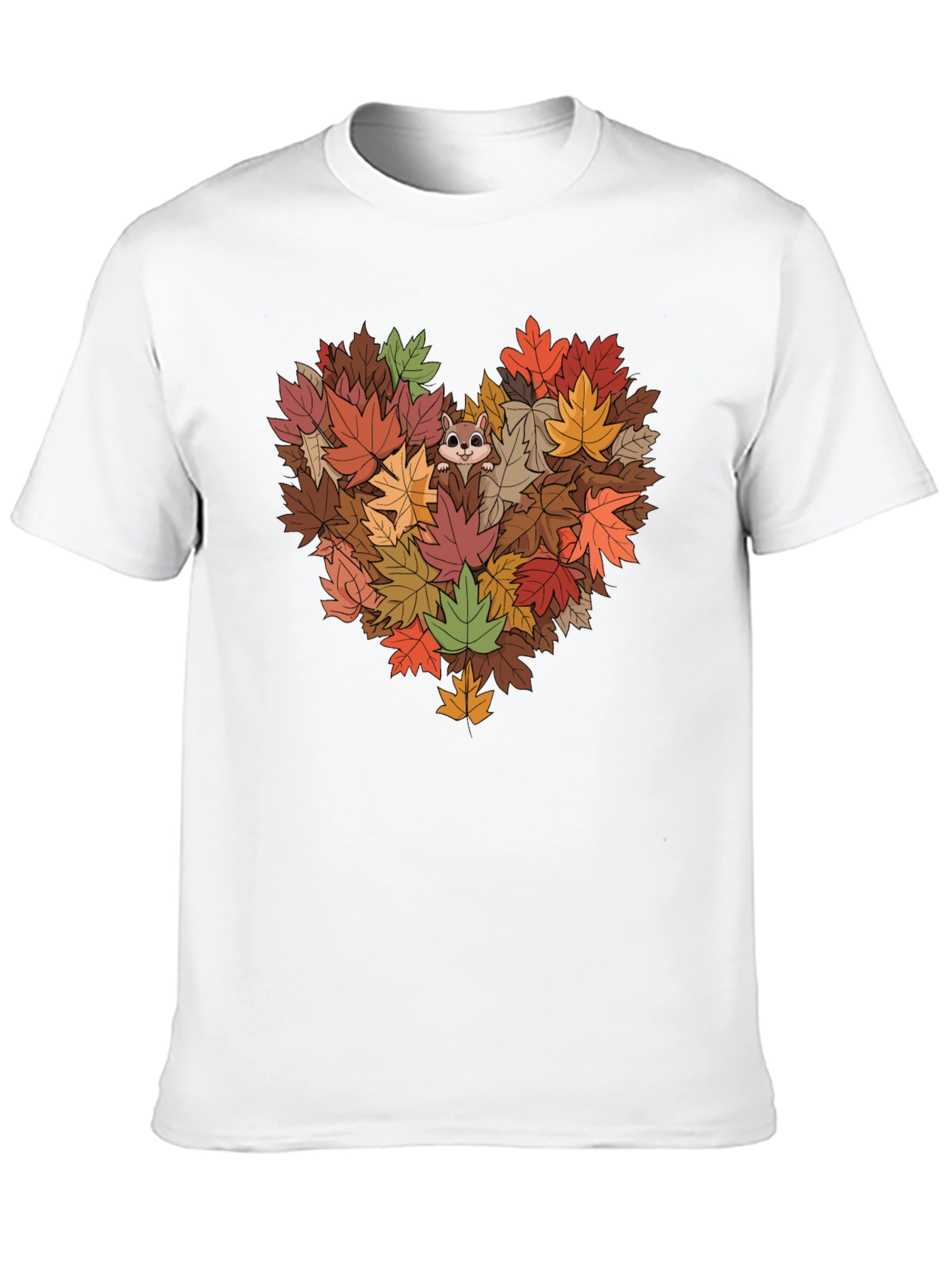 Fall Leaves Heart T-Shirt with Squirrel
