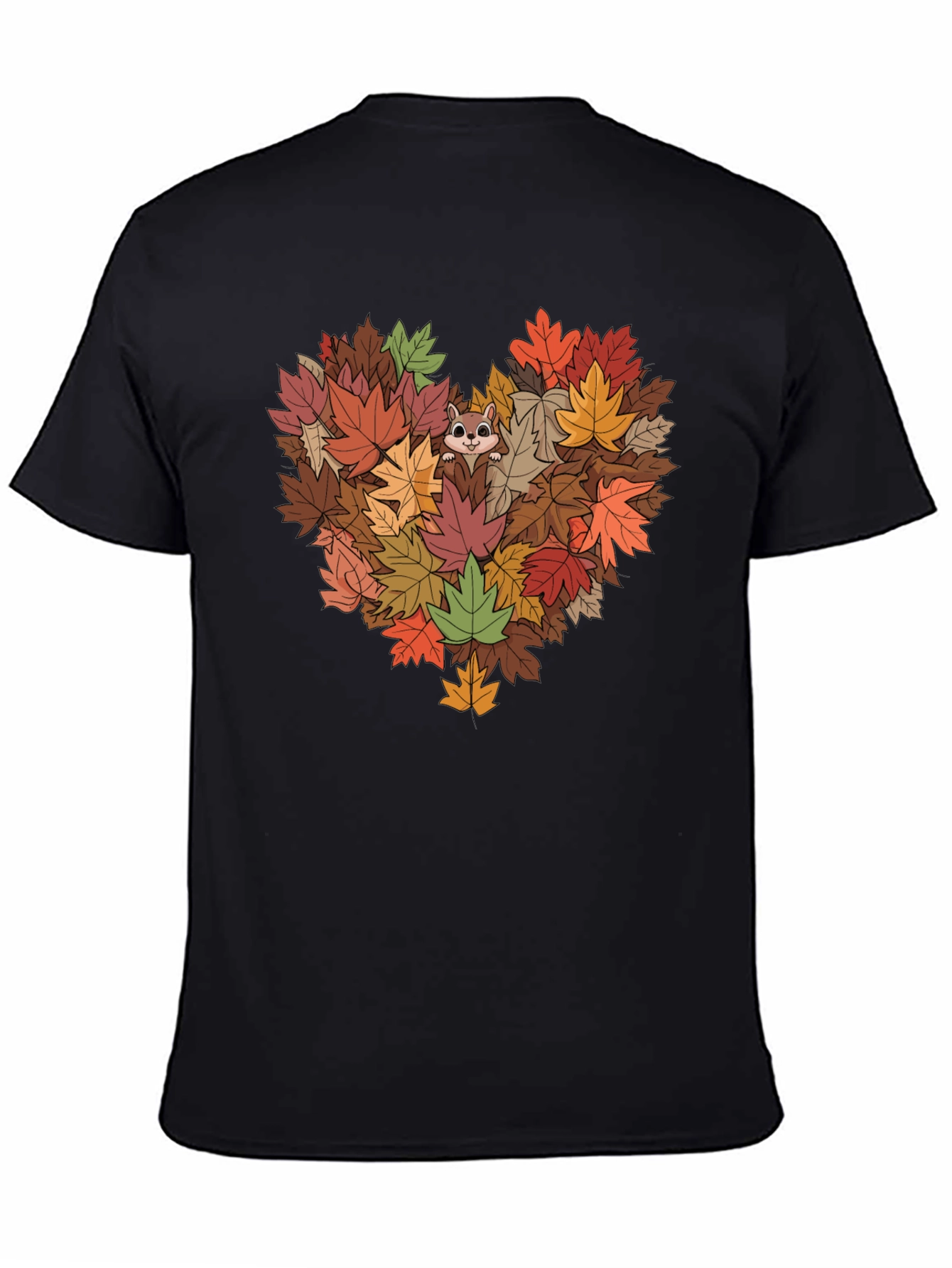 Fall Leaves Heart T-Shirt with Squirrel