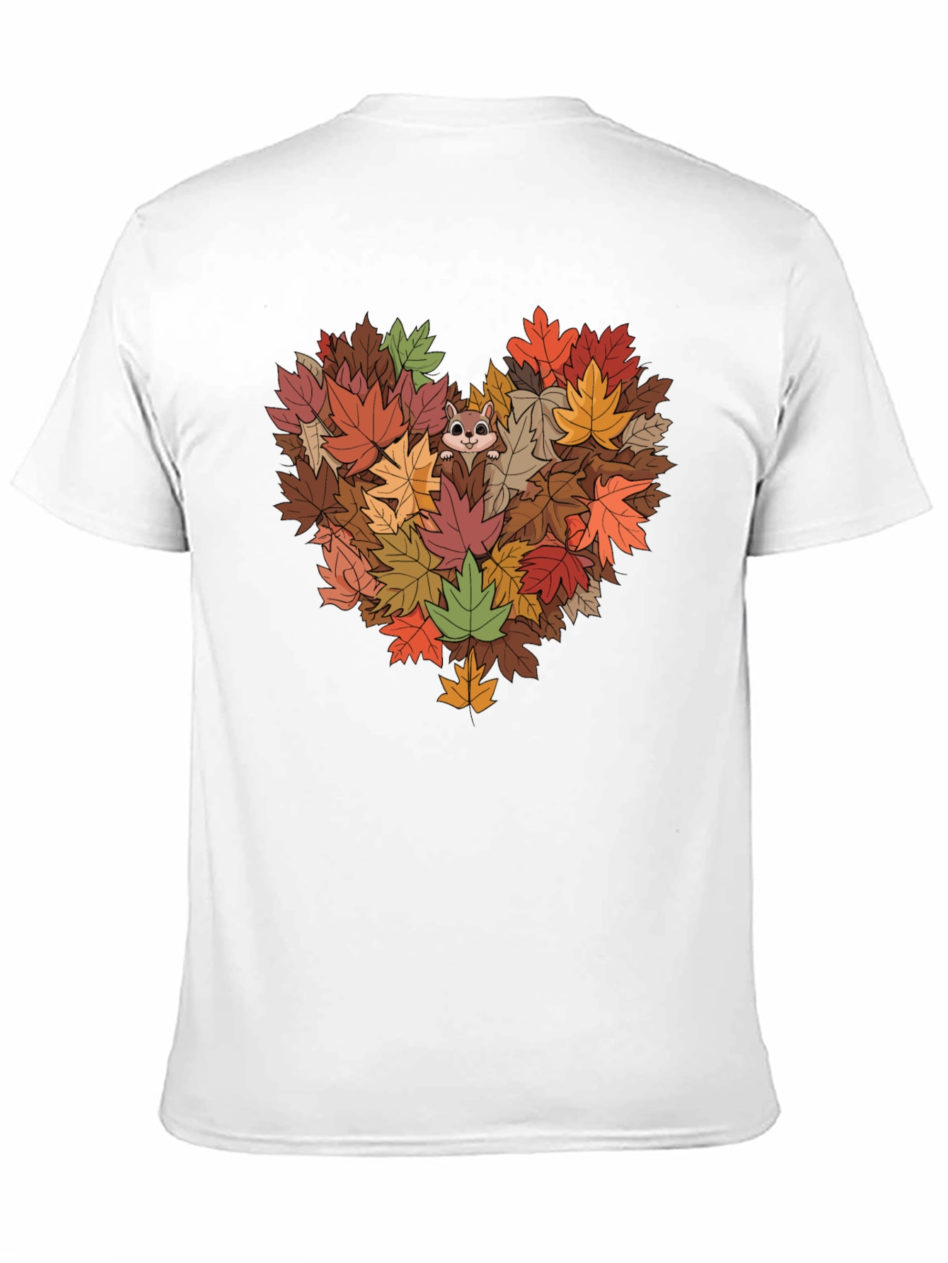 Fall Leaves Heart T-Shirt with Squirrel