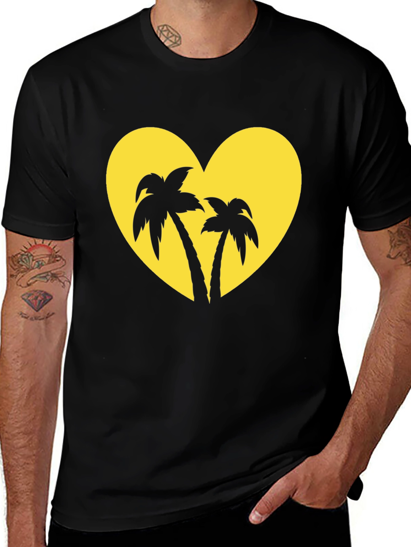Tropical Heart Palm Tree Graphic Tee