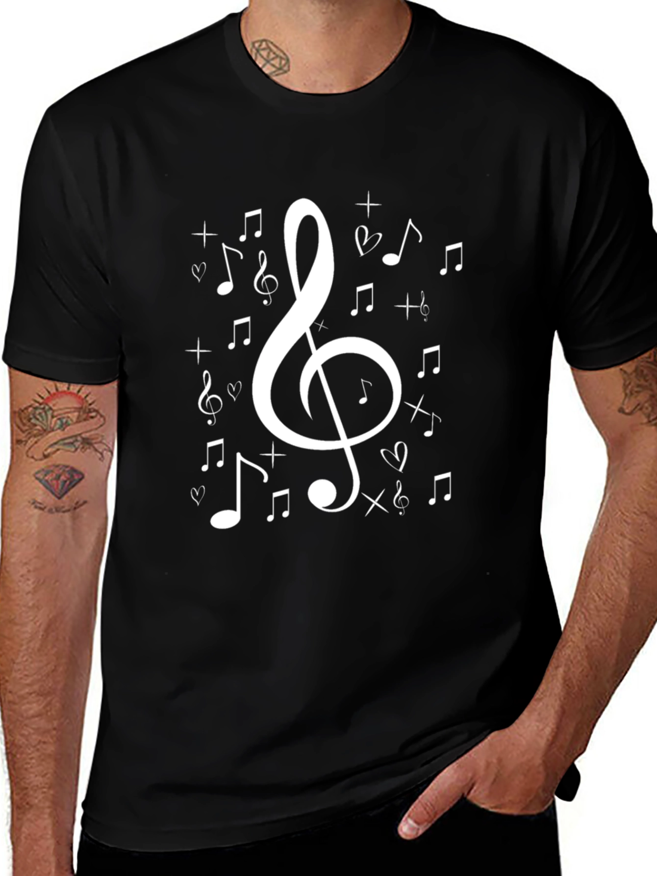 Musical Notes Black Graphic Tee