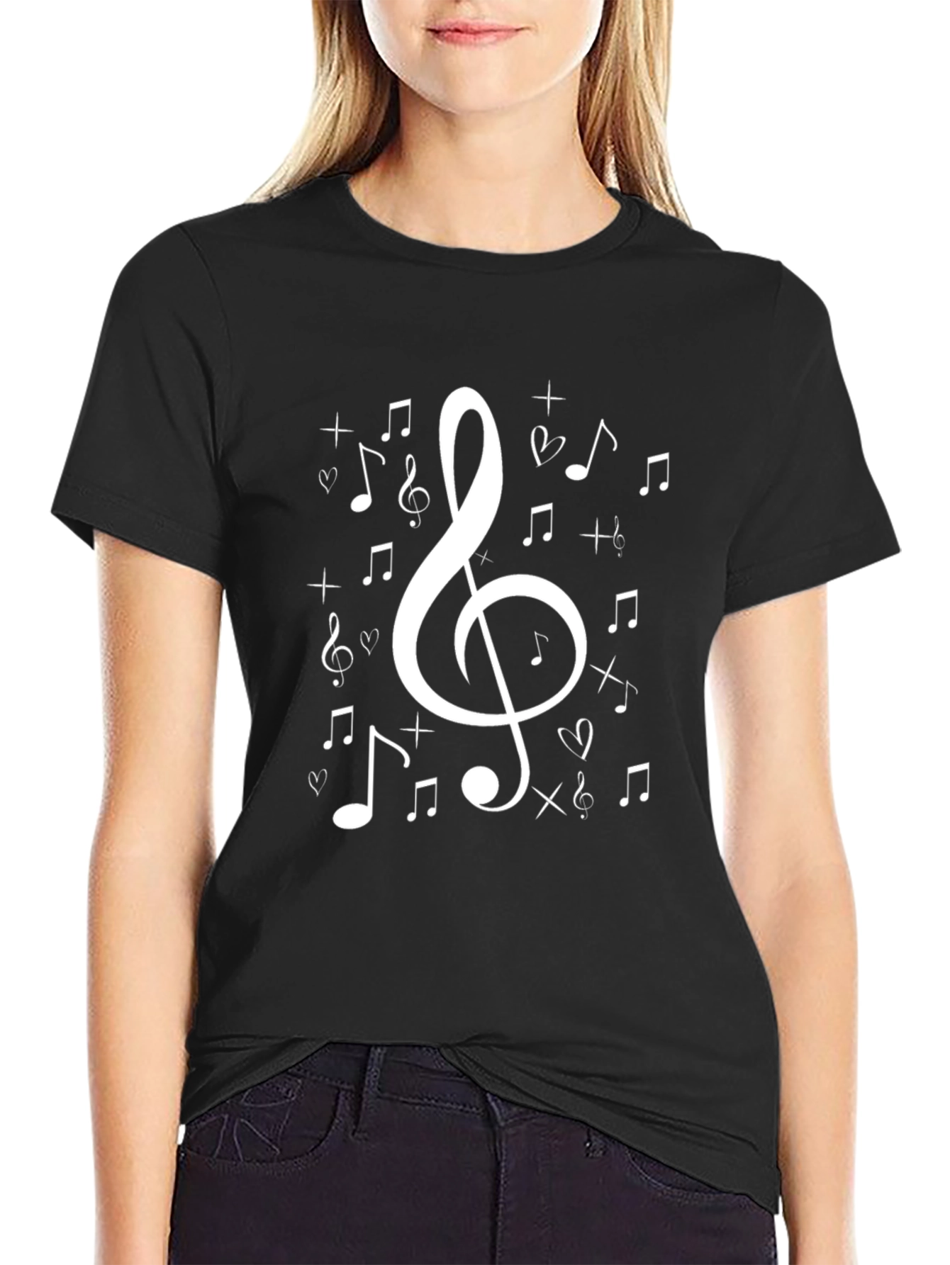 Musical Notes Black Graphic Tee