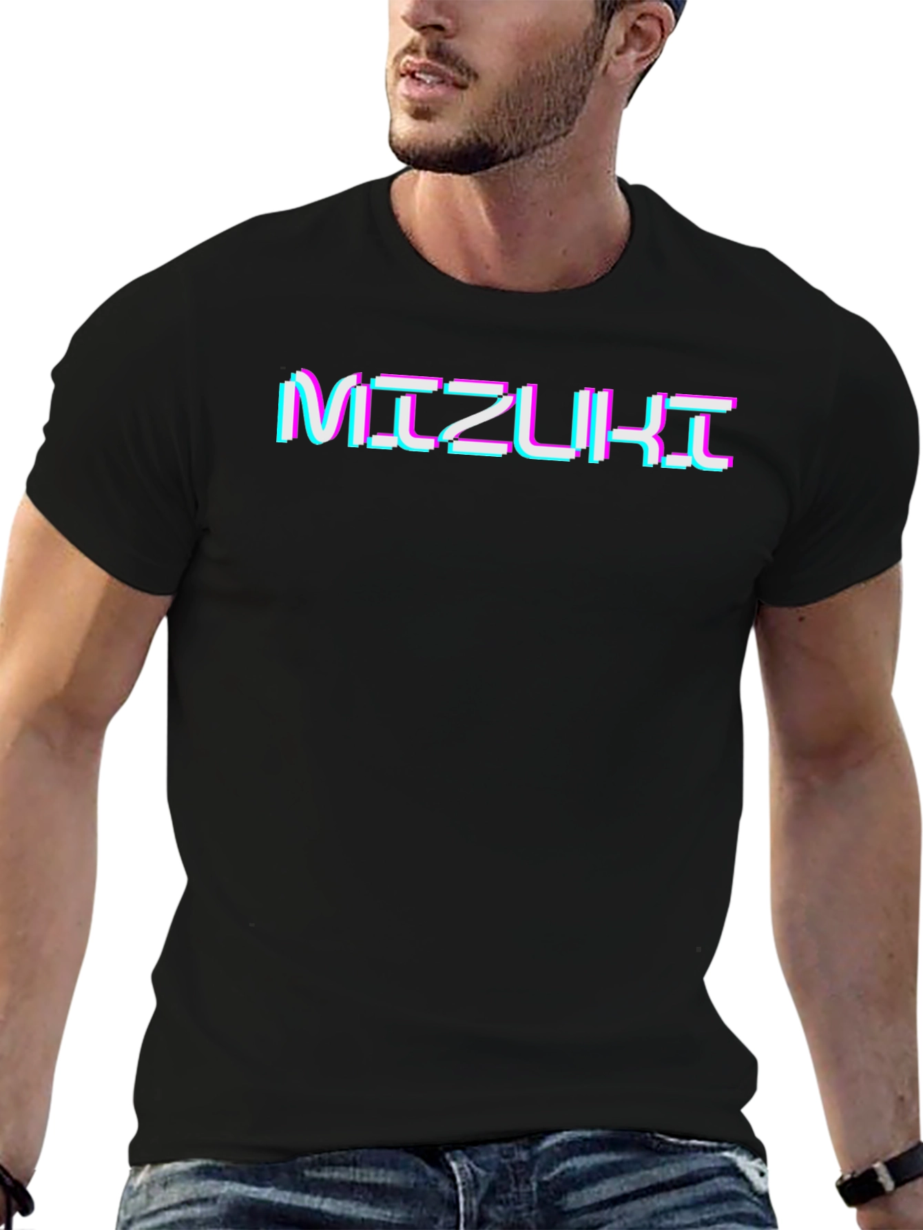 Mizuki Glitch Text Graphic Tee - Black Unisex