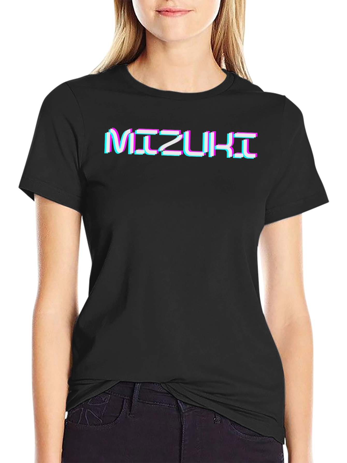 Mizuki Glitch Text Graphic Tee - Black Unisex