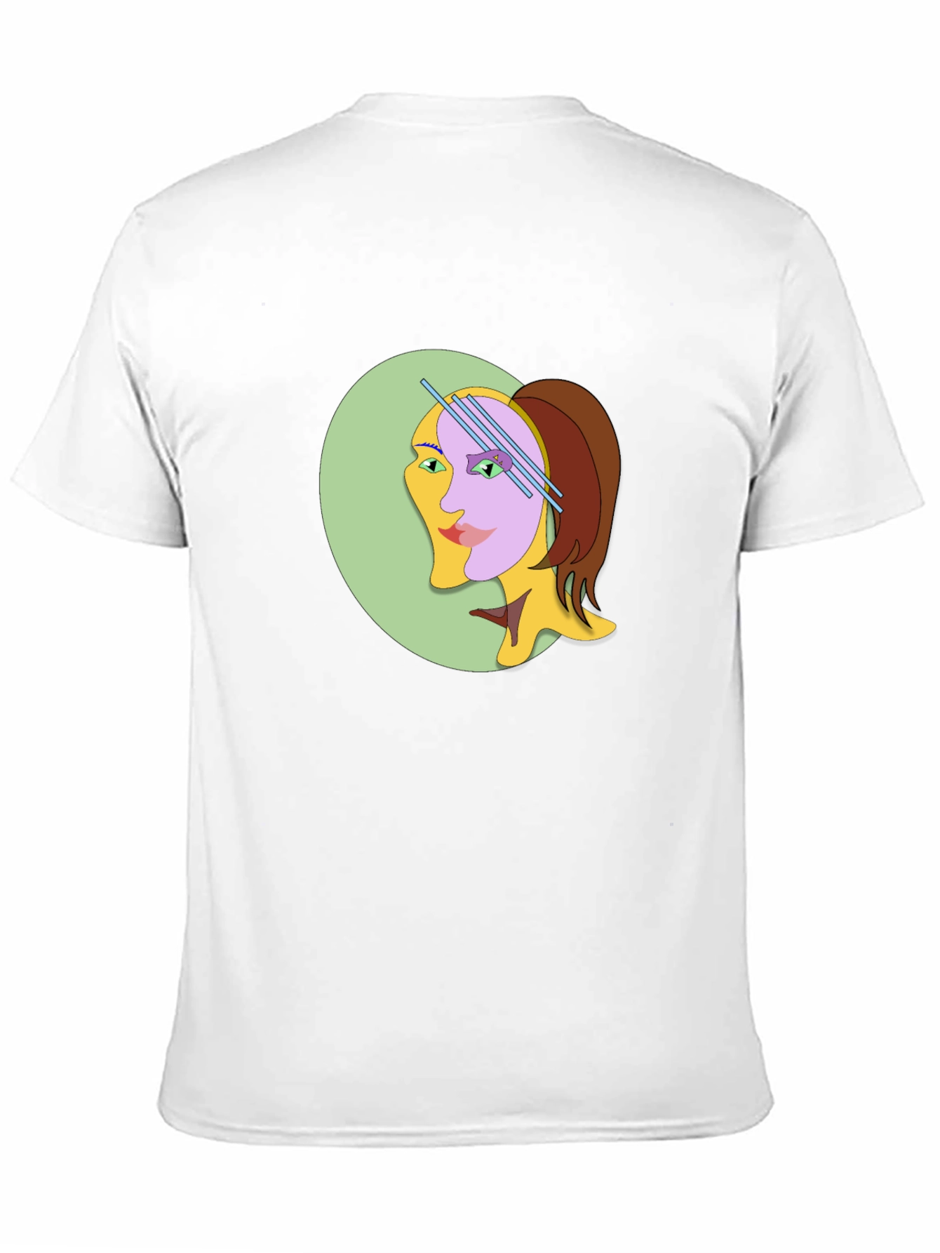 Abstract Woman Graphic Tee - Black Cotton T-Shirt