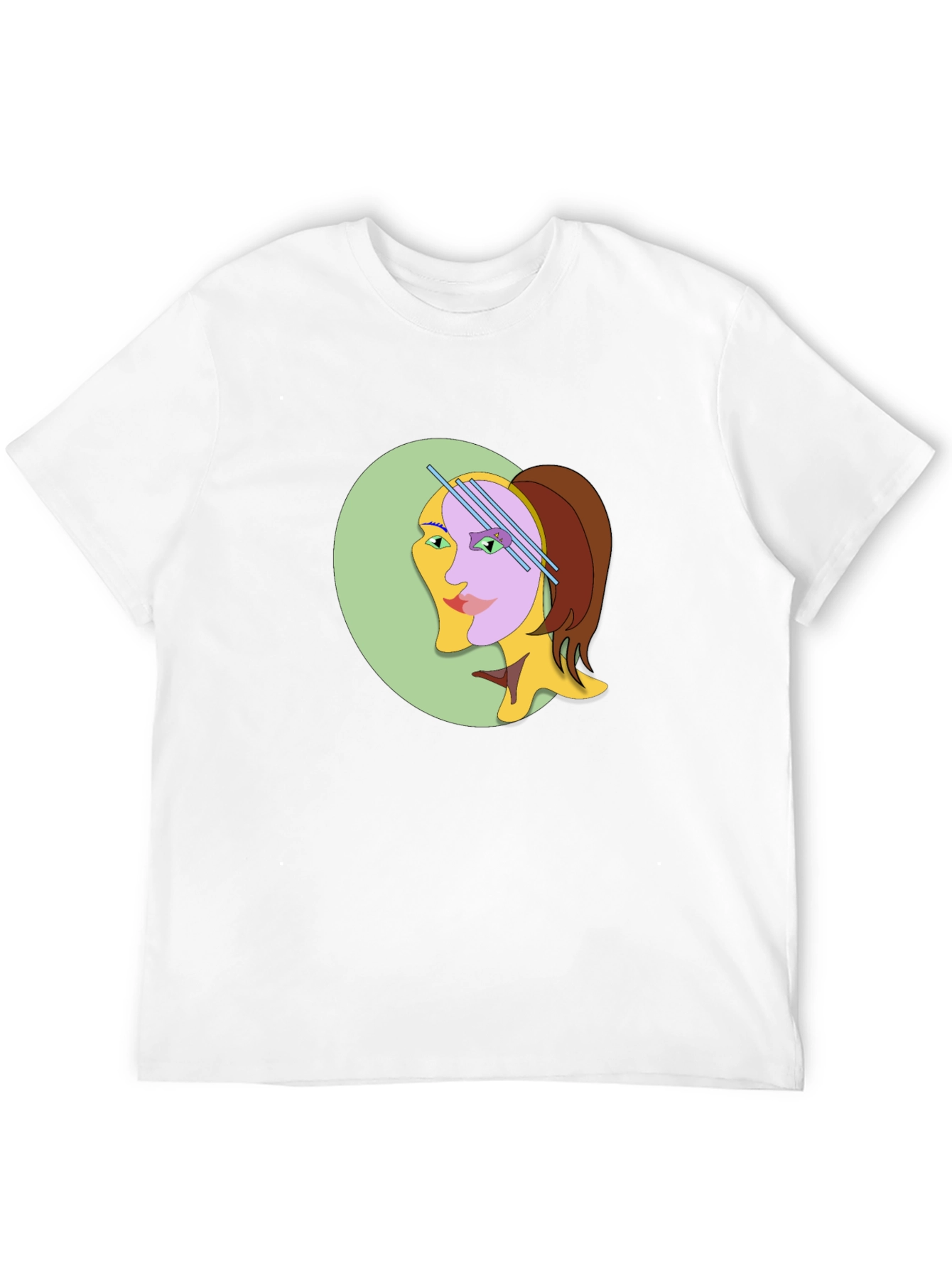 Abstract Woman Graphic Tee - Black Cotton T-Shirt