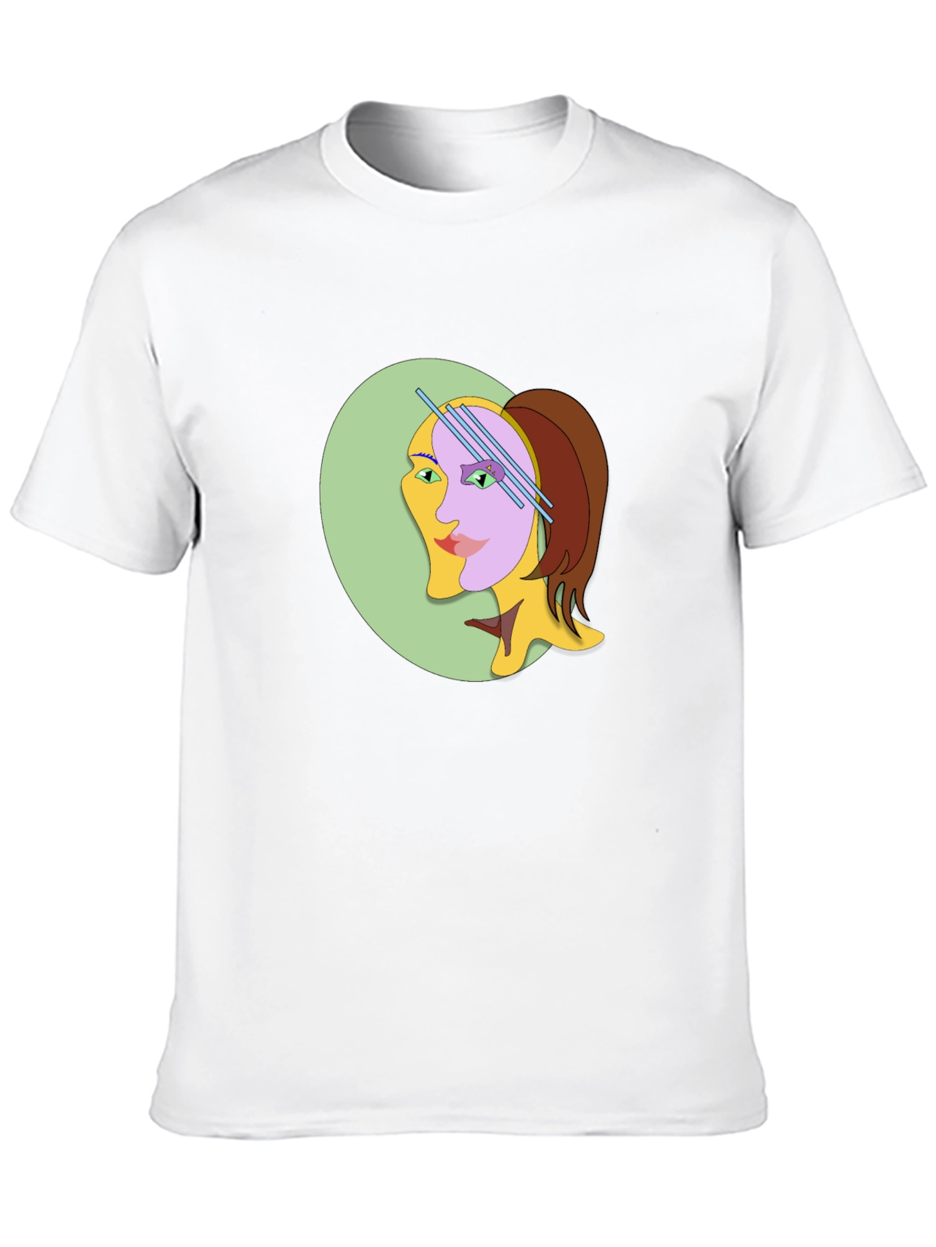 Abstract Woman Graphic Tee - Black Cotton T-Shirt