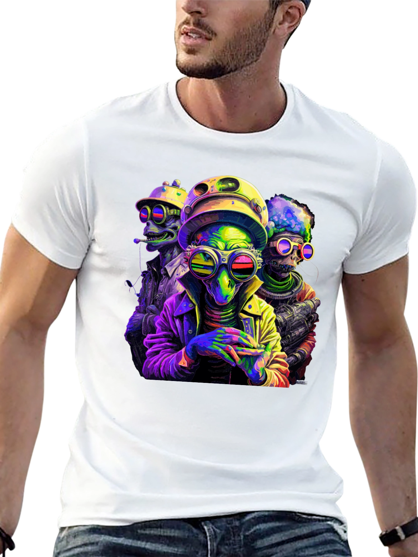 Colorful Alien Crew T-Shirt