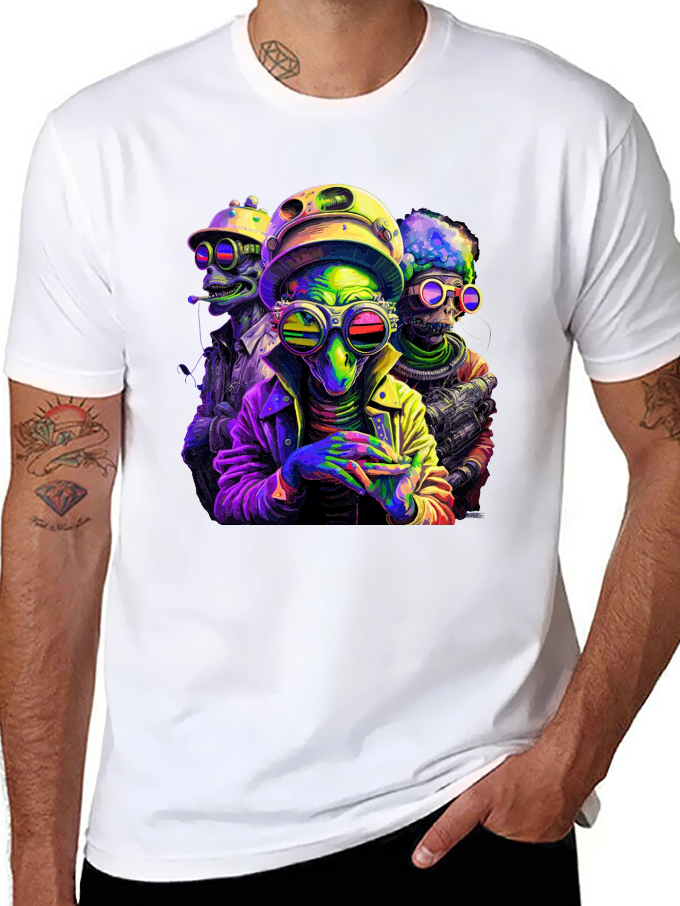 Colorful Alien Crew T-Shirt