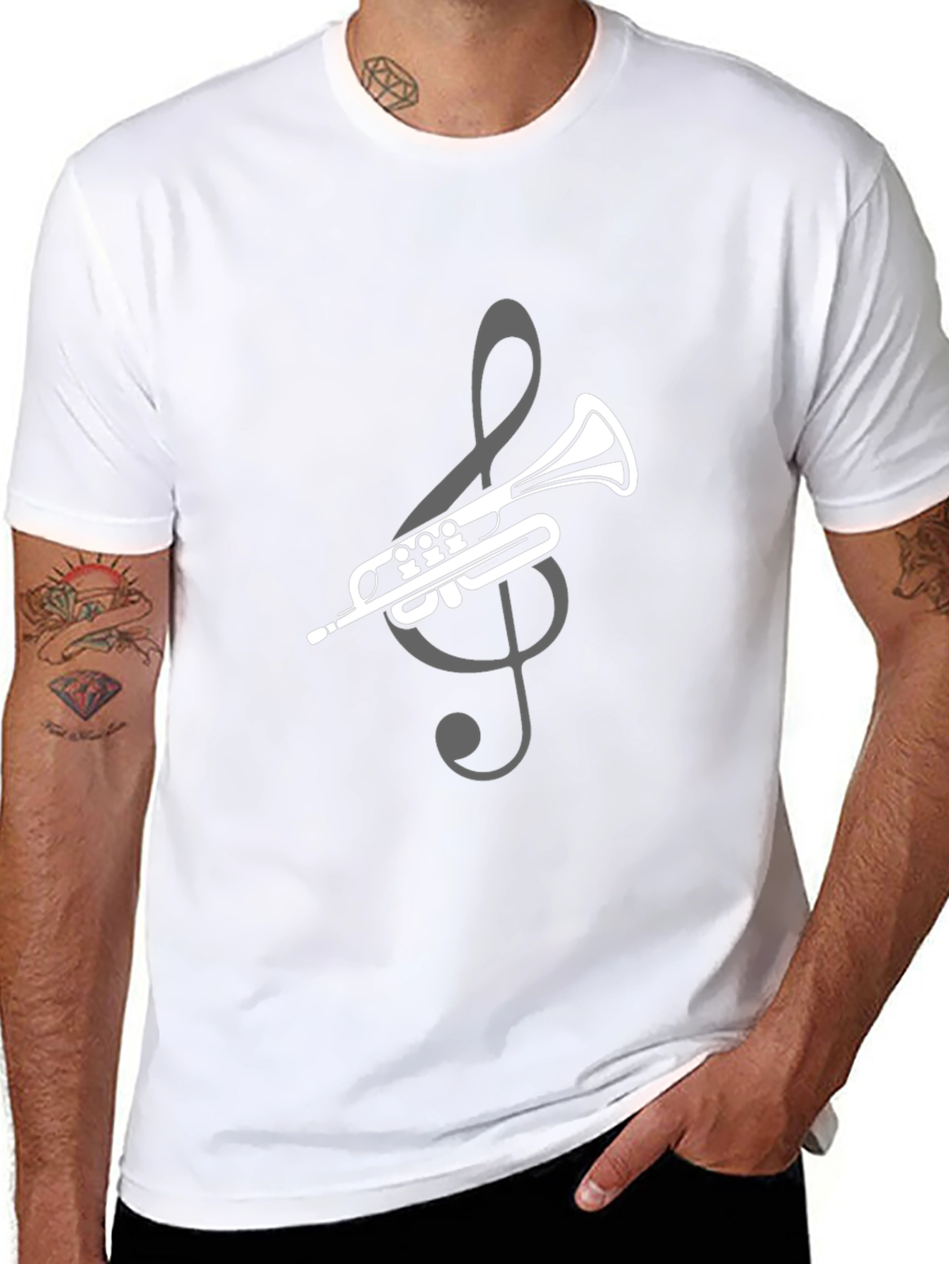 Trumpet & Treble Clef Graphic T-Shirt
