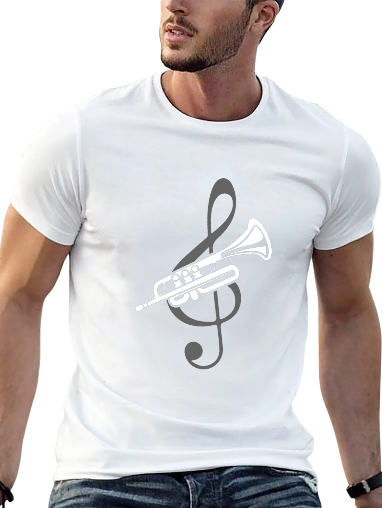 Trumpet & Treble Clef Graphic T-Shirt