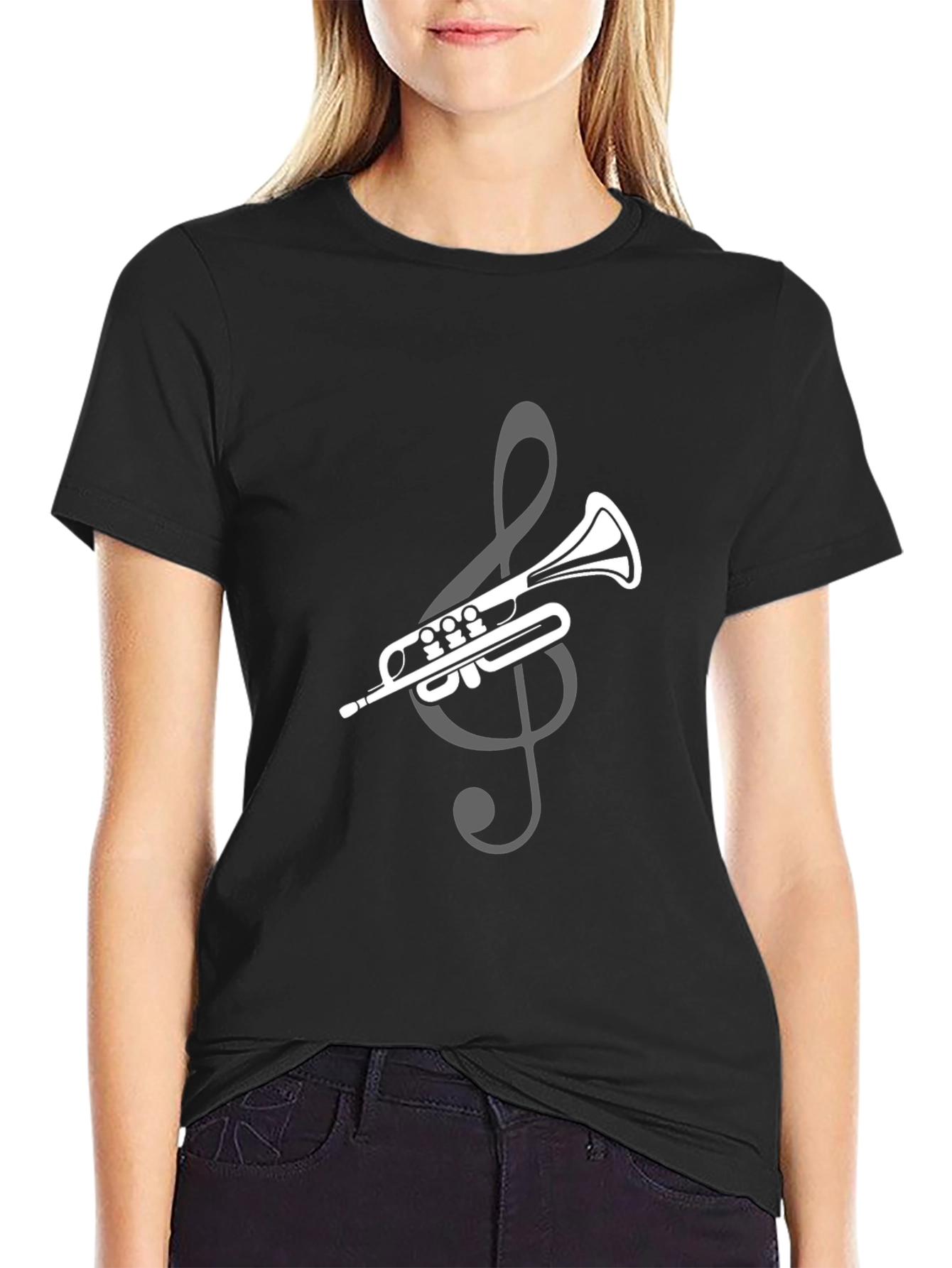 Trumpet & Treble Clef Graphic T-Shirt