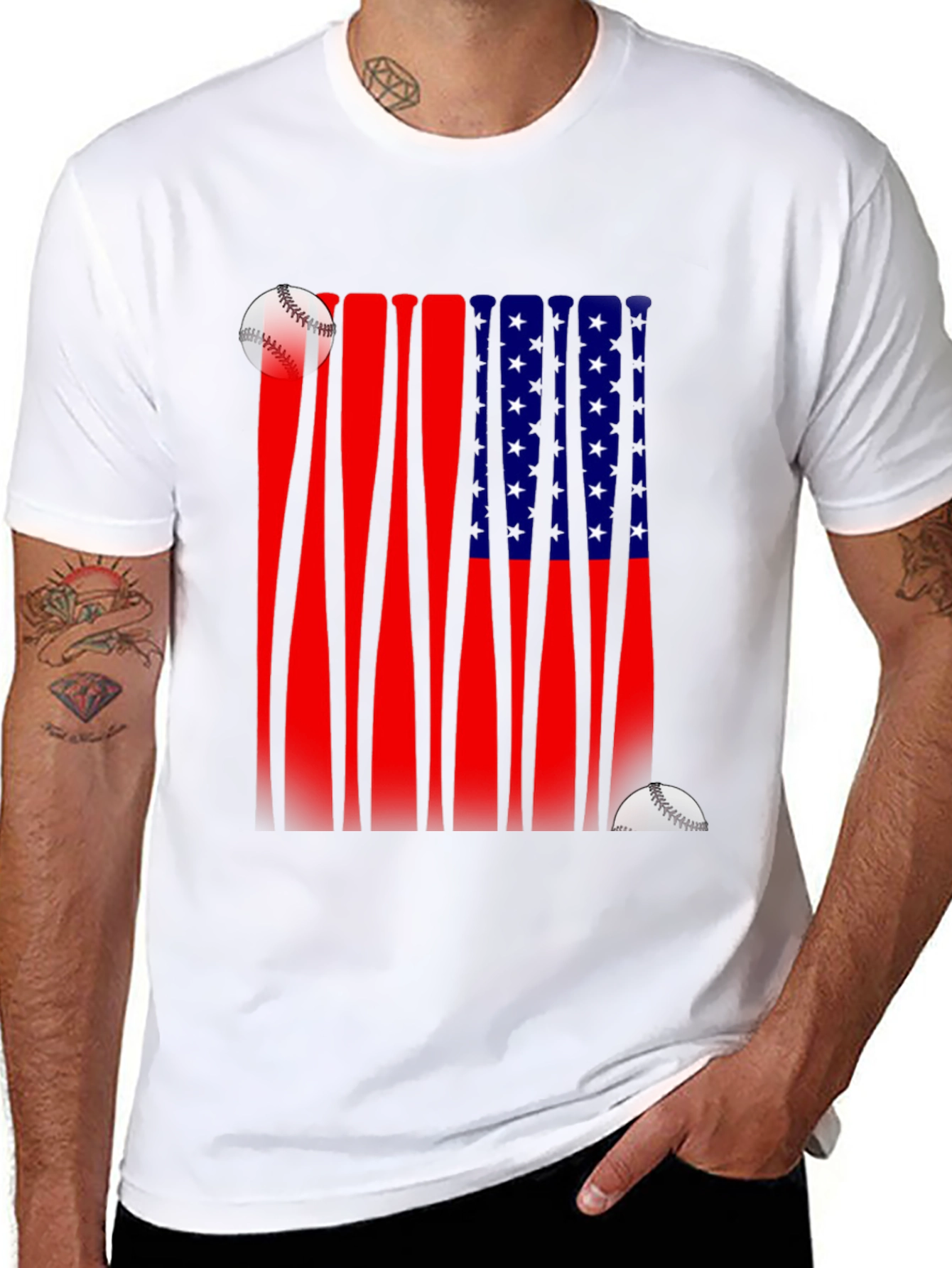 Patriotic Baseball Bat Flag T-Shirt
