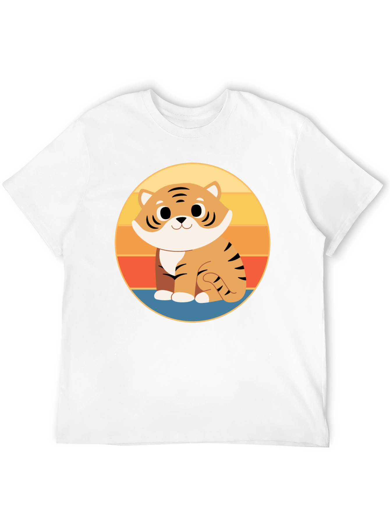 Cute Cartoon Tiger Graphic Tee - Black
