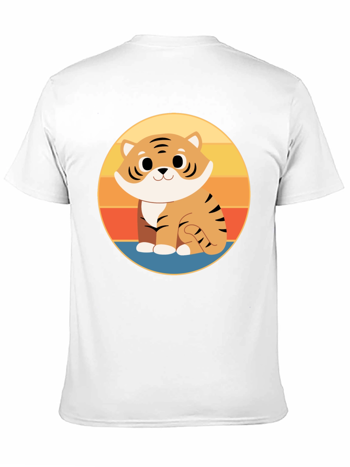 Cute Cartoon Tiger Graphic Tee - Black