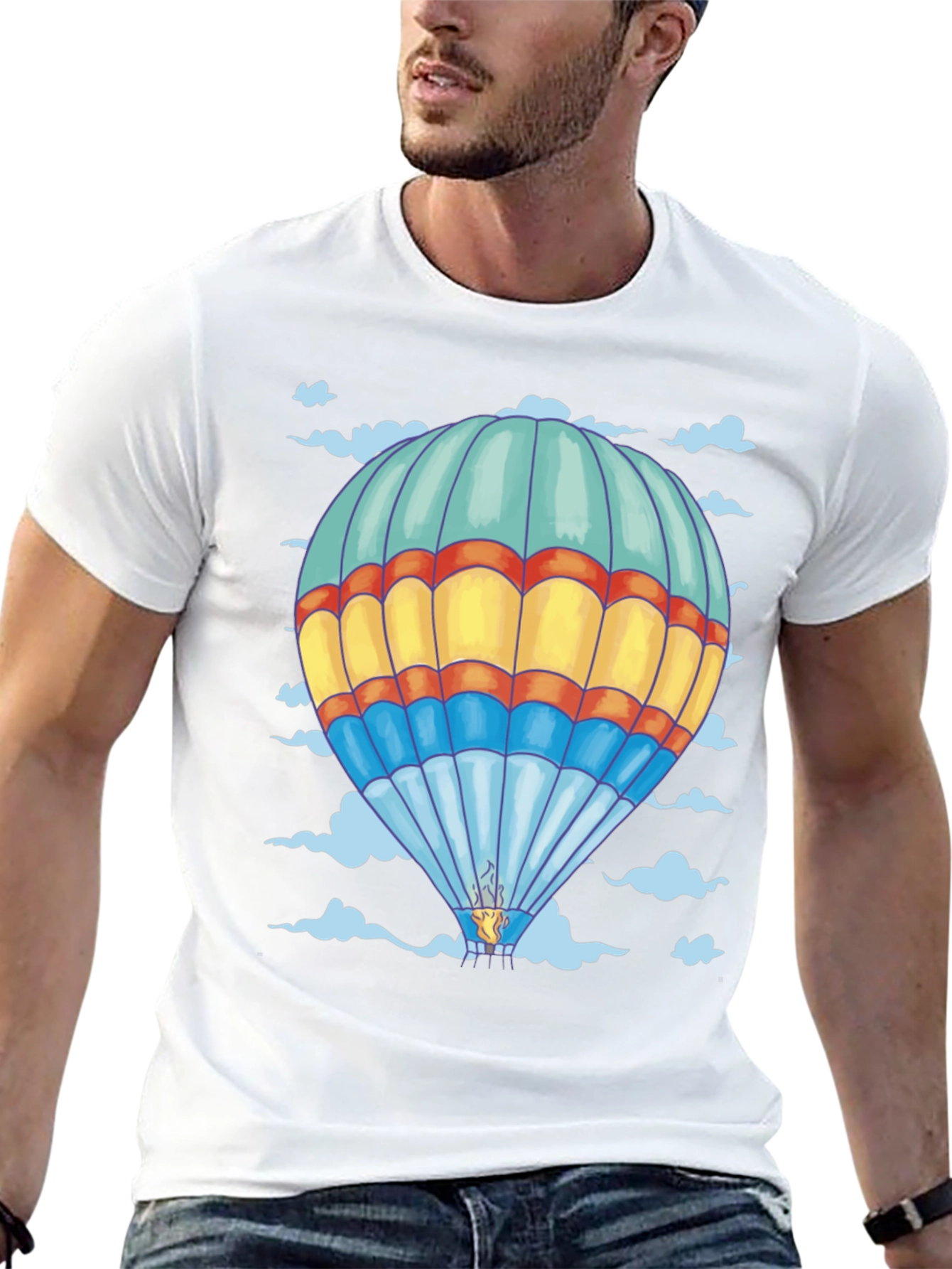 Balloon Print Tee - Black Cotton Comfort