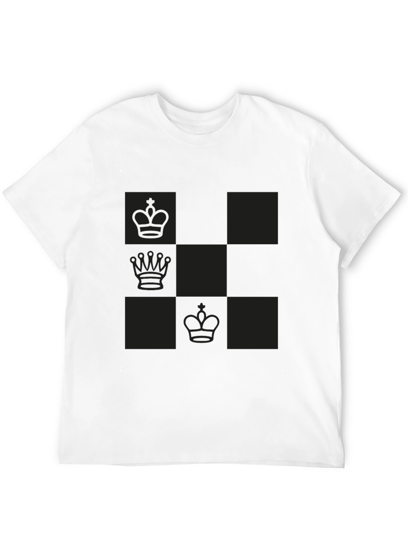 Chess Piece Patterned Graphic Tee - Black