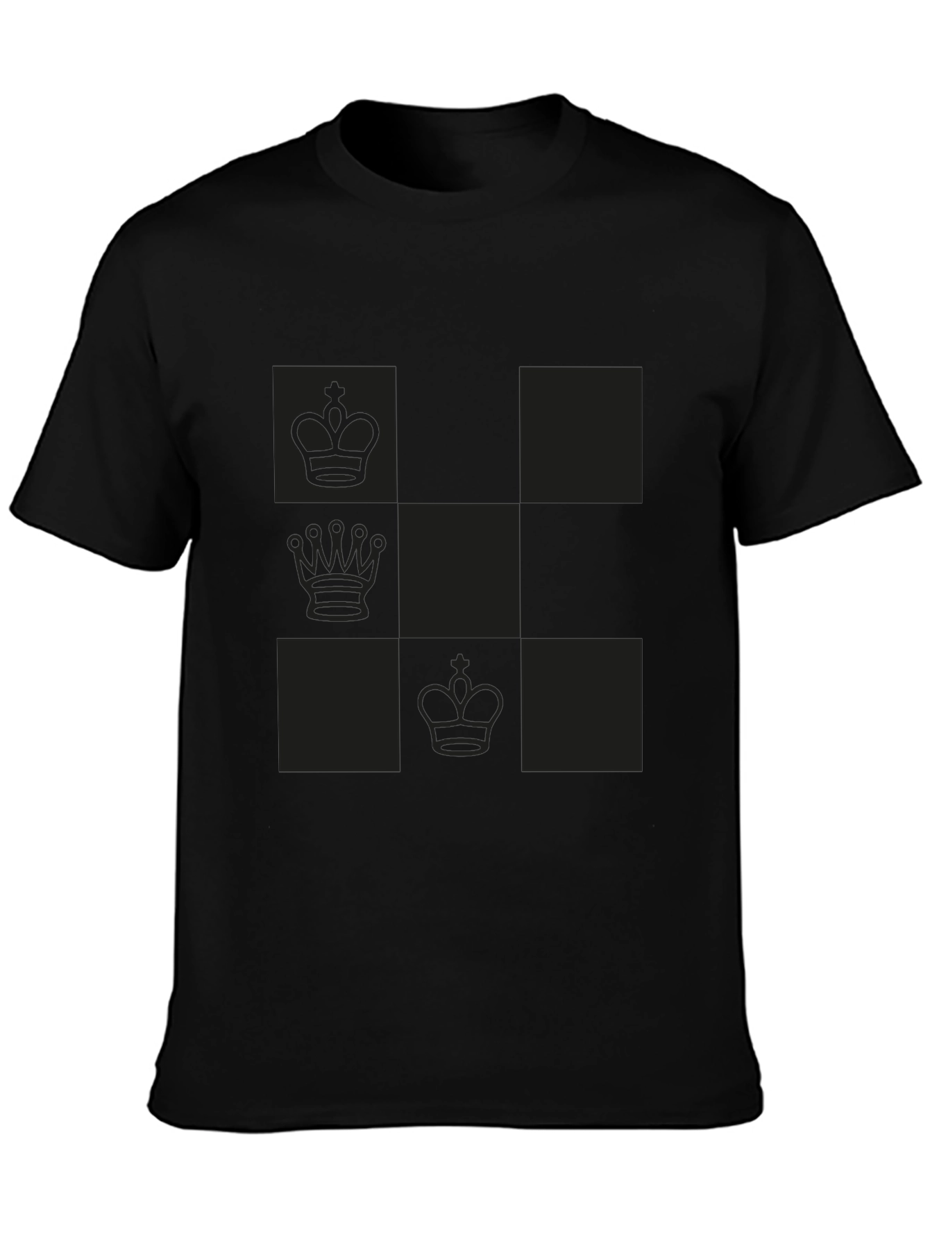 Chess Piece Patterned Graphic Tee - Black